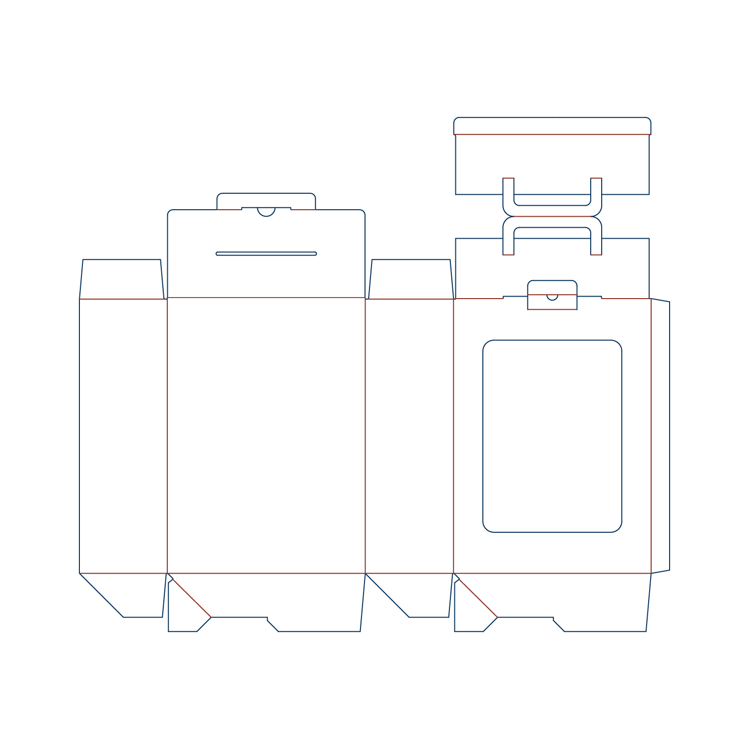  folding carton with handle and window dieline