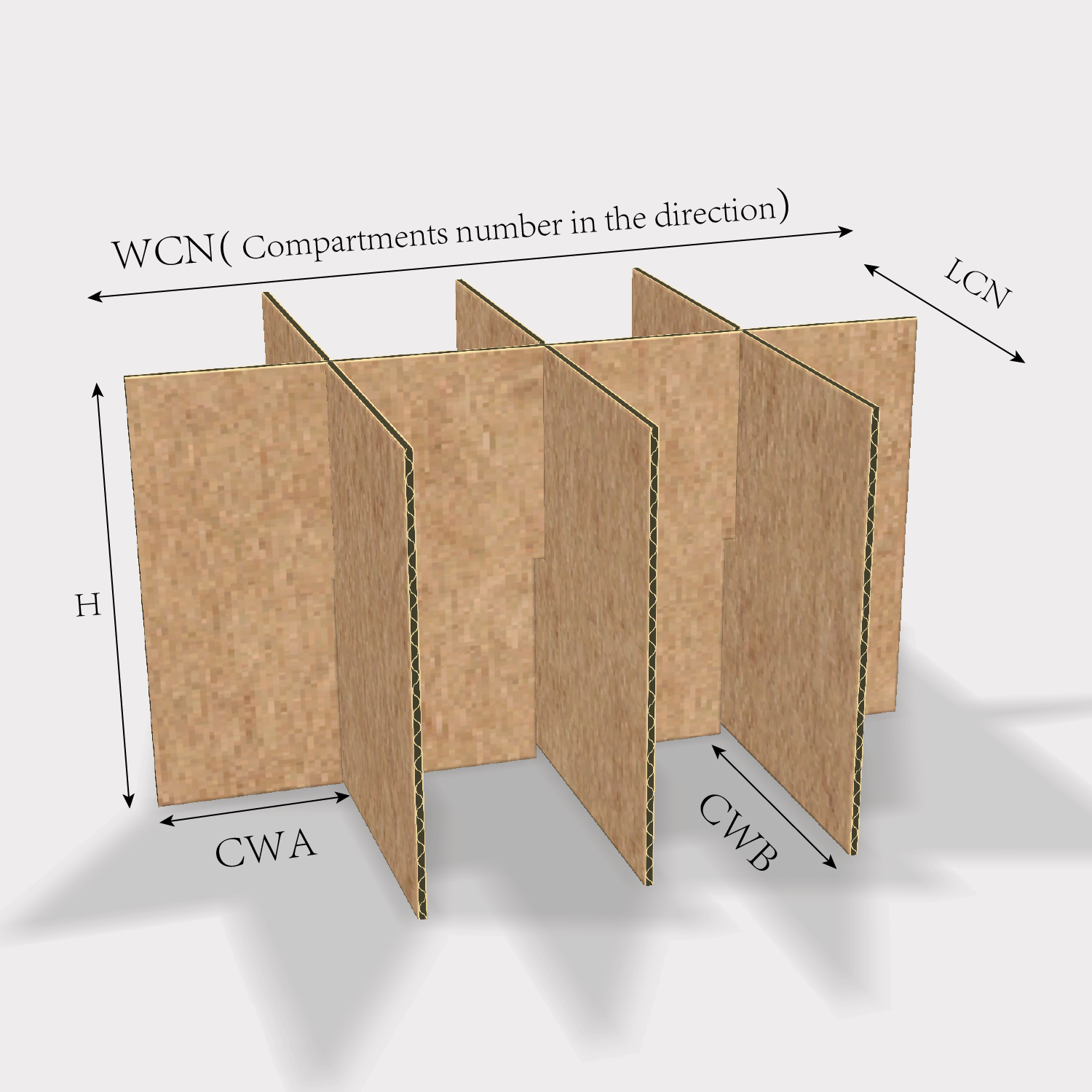  corrugated cardboard crossing dividers size guides
