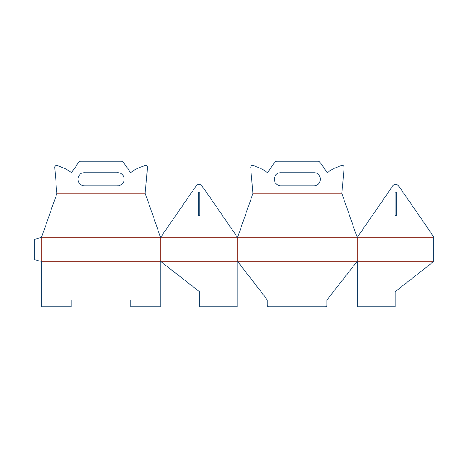  slope roof gable gift box dieline template with cut and fold lines