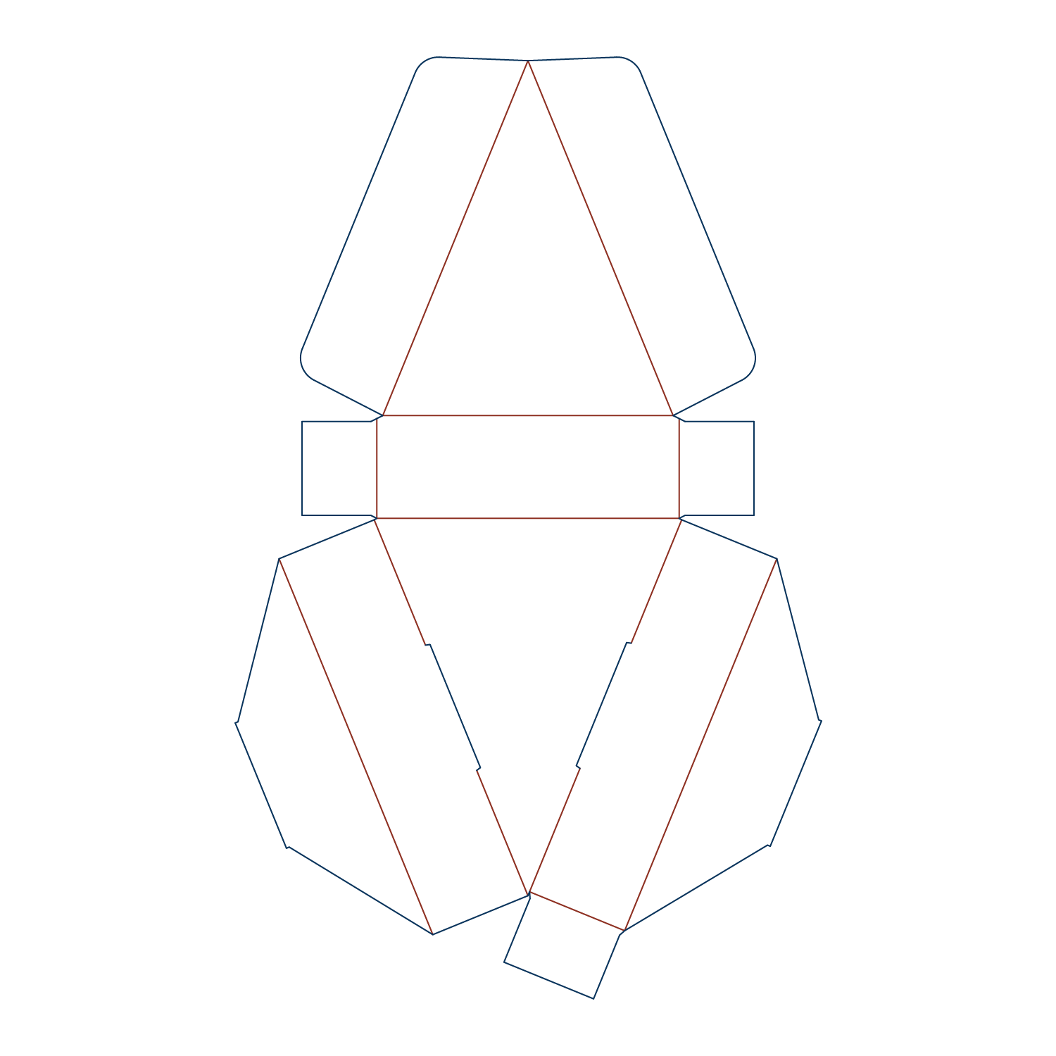  triangle pizza box dieline template with cut and crease lines