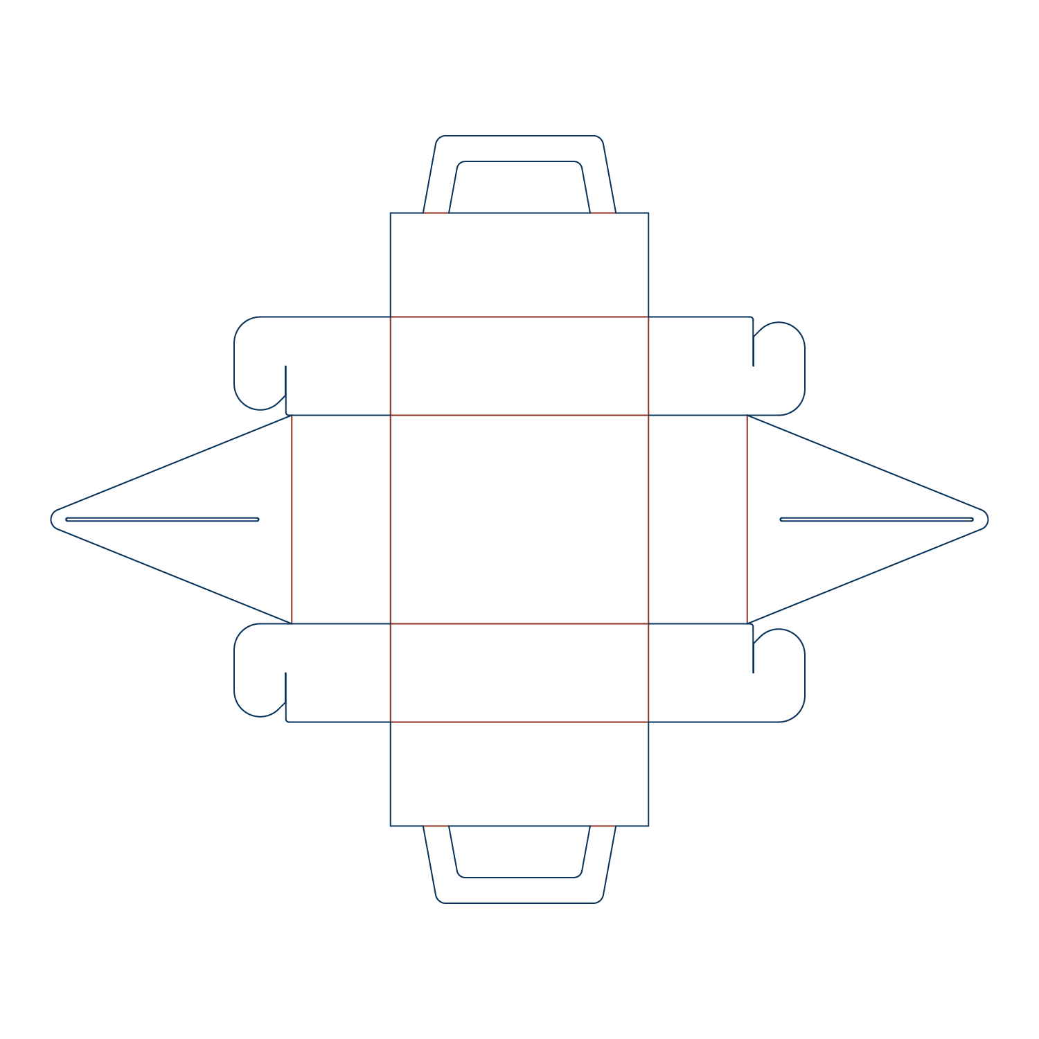  glue free bakery cake box dieline template with handle cut and crease lines