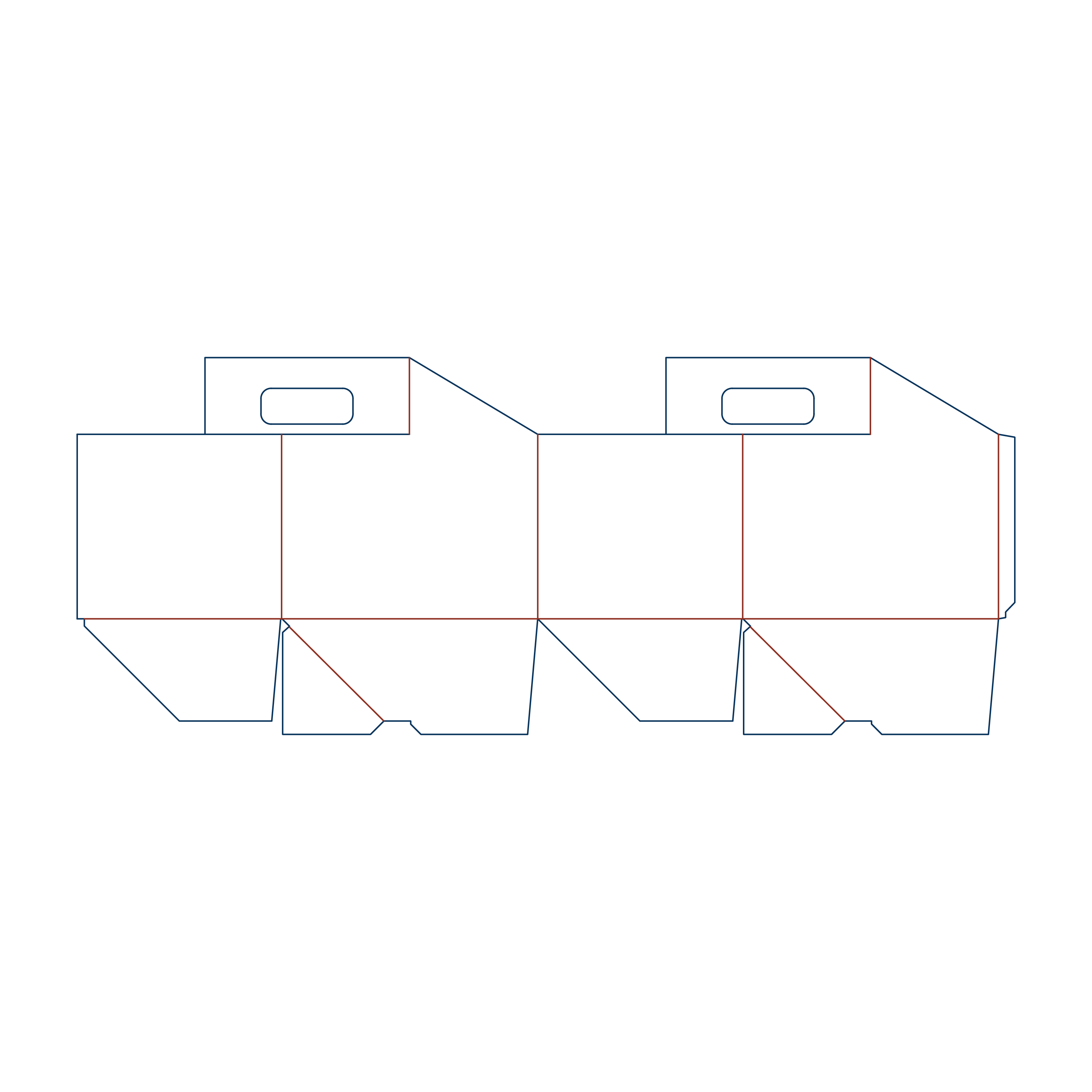  lidless cake box with handle dieline template with cut and fold lines