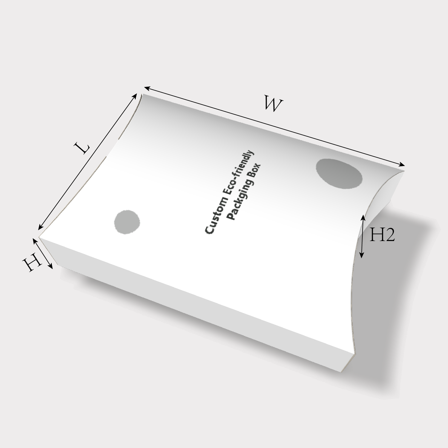  cefbox deepened pillow box size guide dimension chart for custom pre glued packaging orders