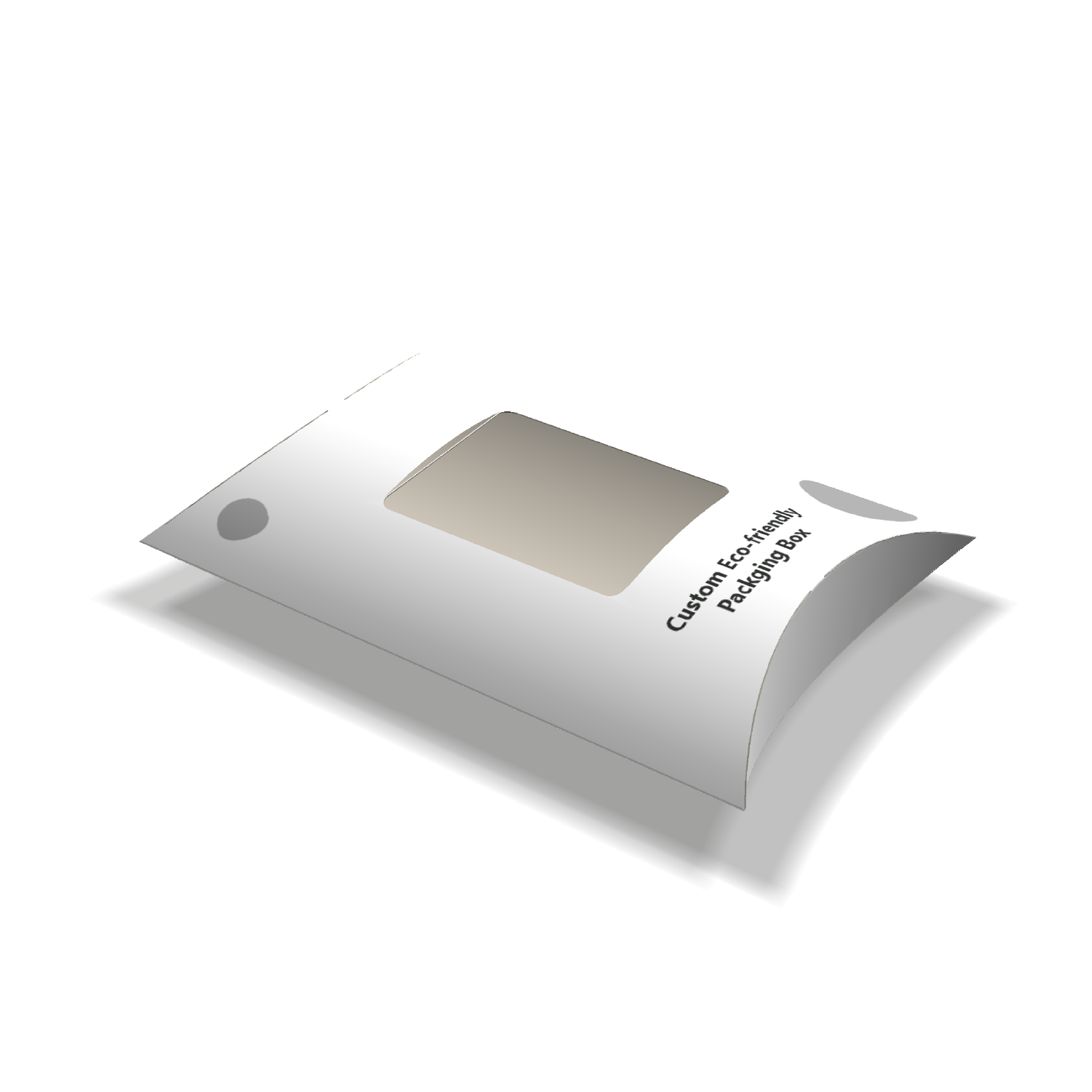  3d mockup of custom pillow box with clear window for product display