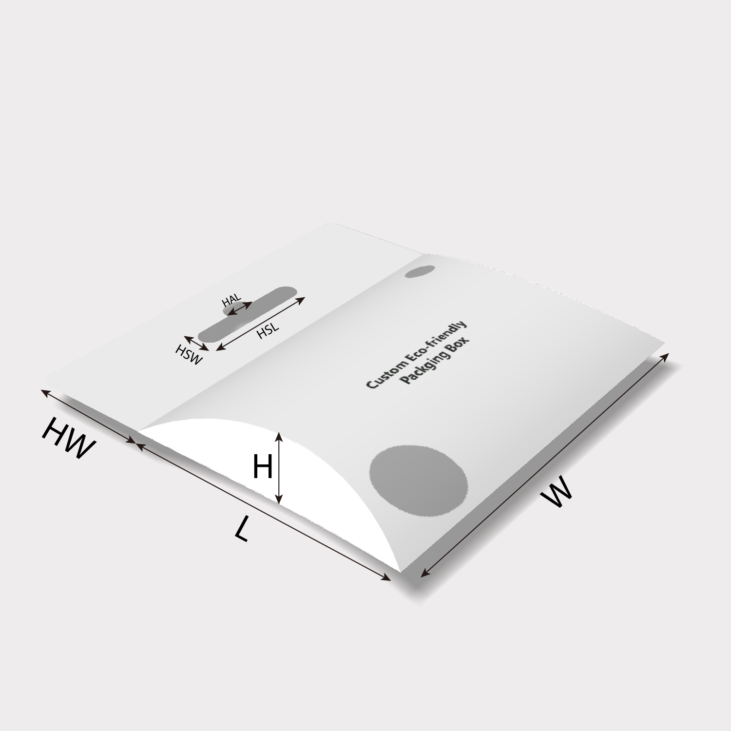  packaging designer editing custom pillow box with hanging tab dieline online