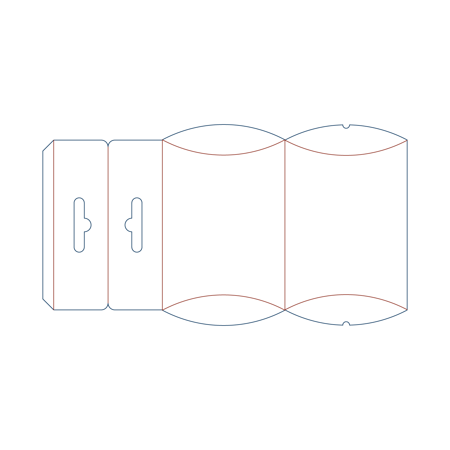  online tool to create custom pillow box with hanging tab dielines