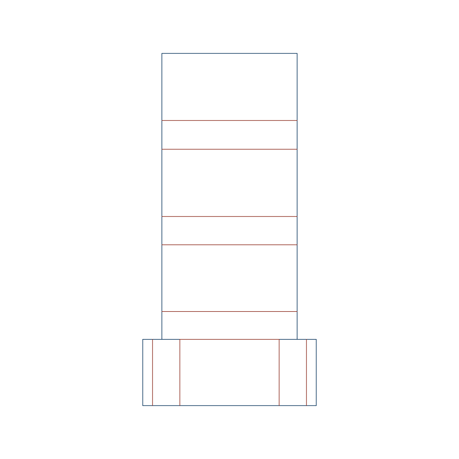  custom two end cushion buffer box inert dieline
