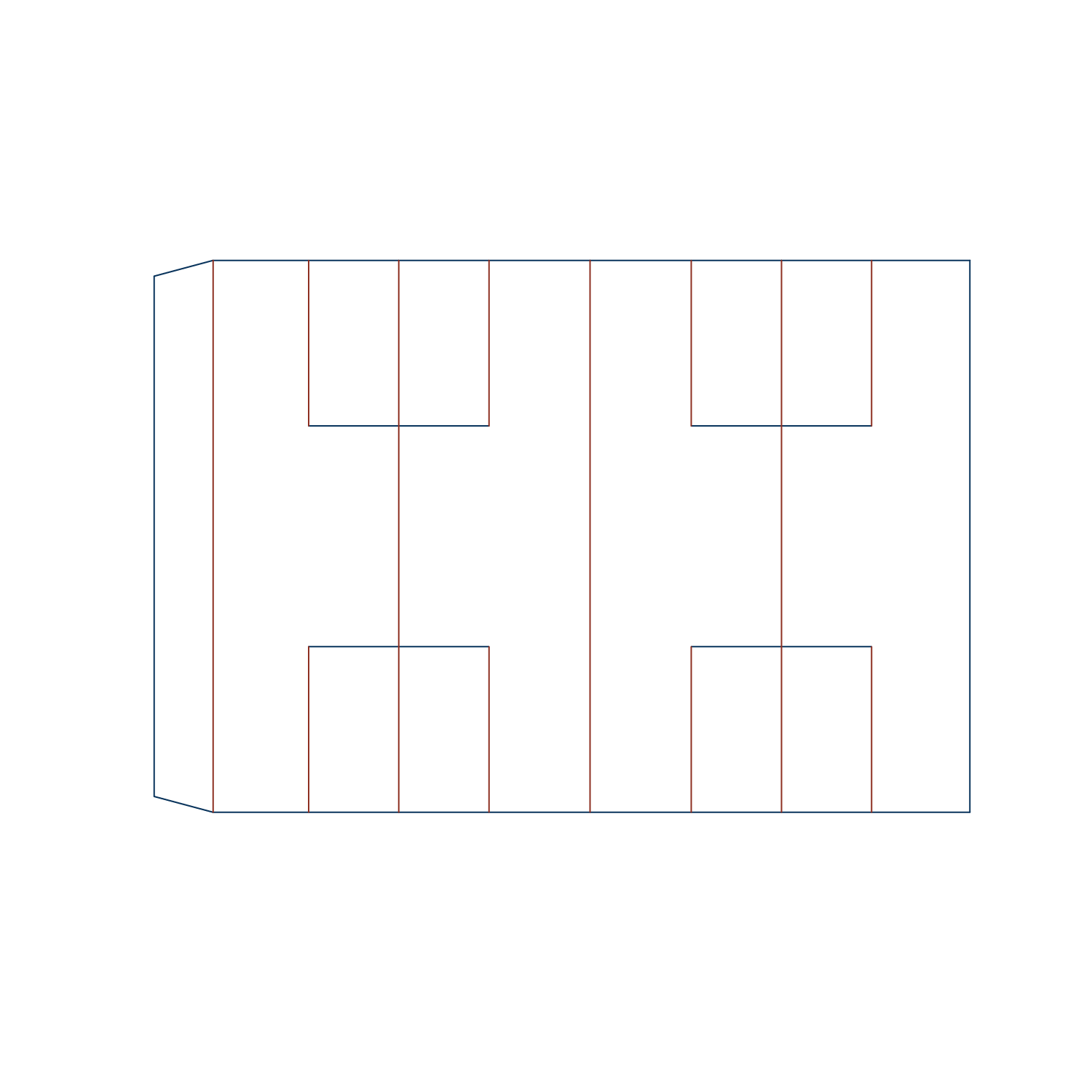  custom insert with four compartments type 23057 dielines example