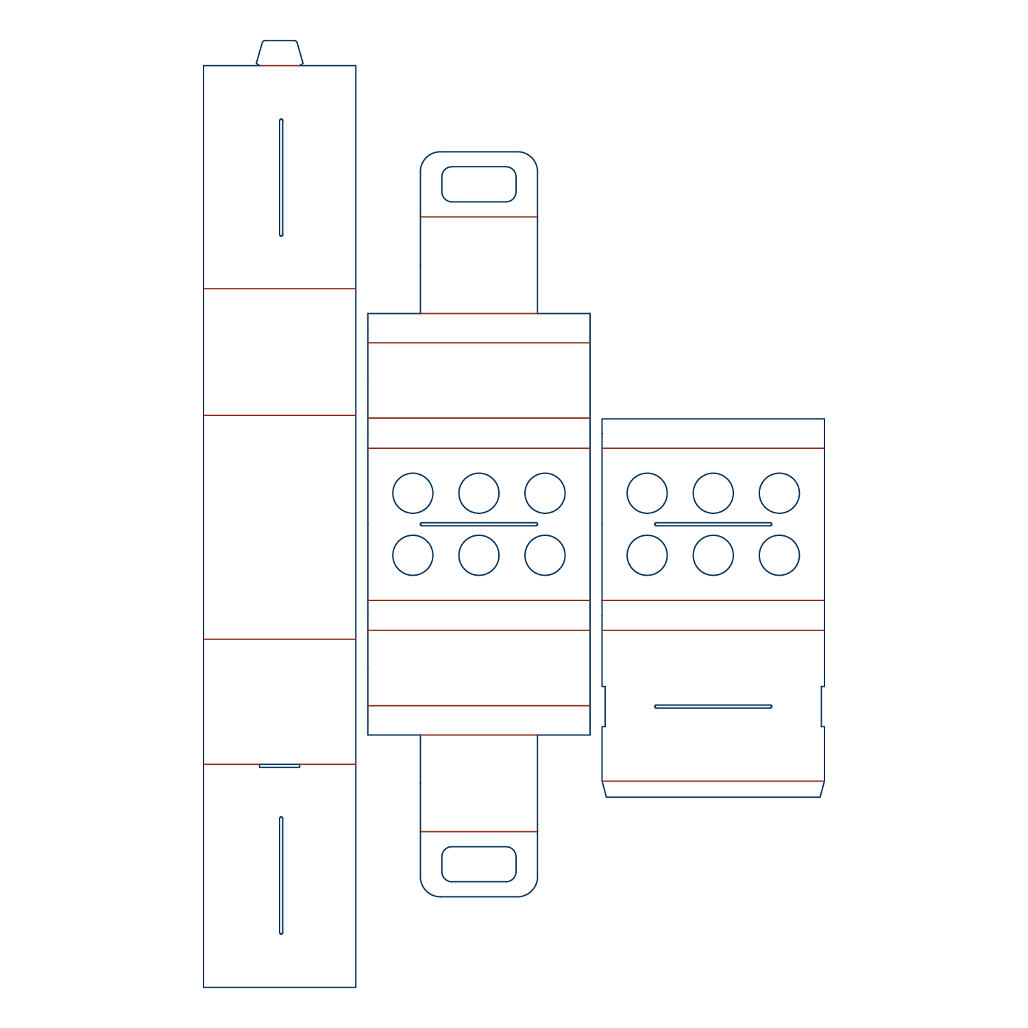  custom bottle carrier comprised by top and bottom inserts and wrapper dieline
