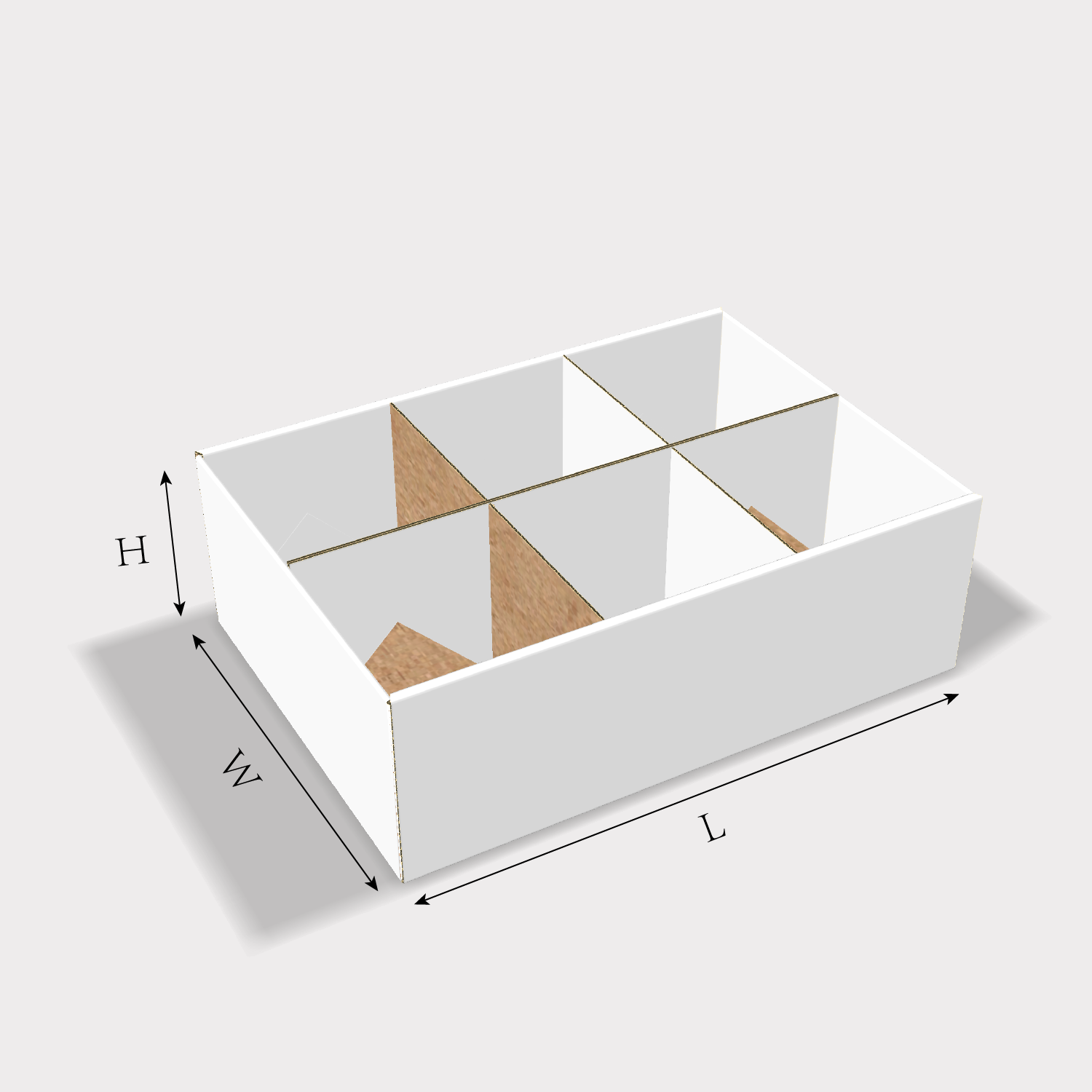  custom box insert with six grids size guidelines
