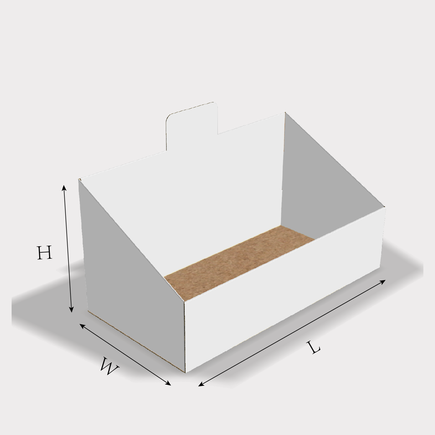 Custom beveled side wall display tray box dieline generator size guidelines