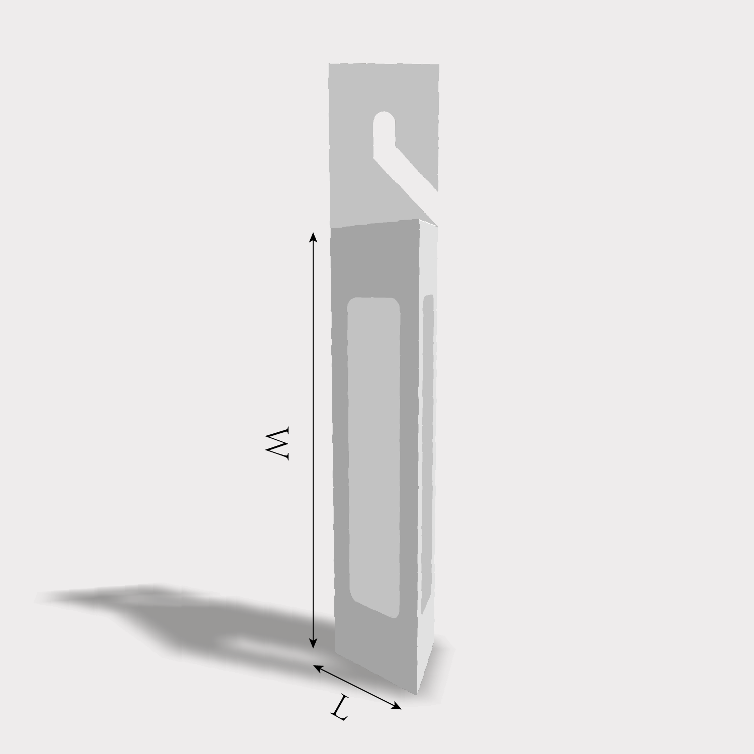custom triangular box with hang hole size guidelines