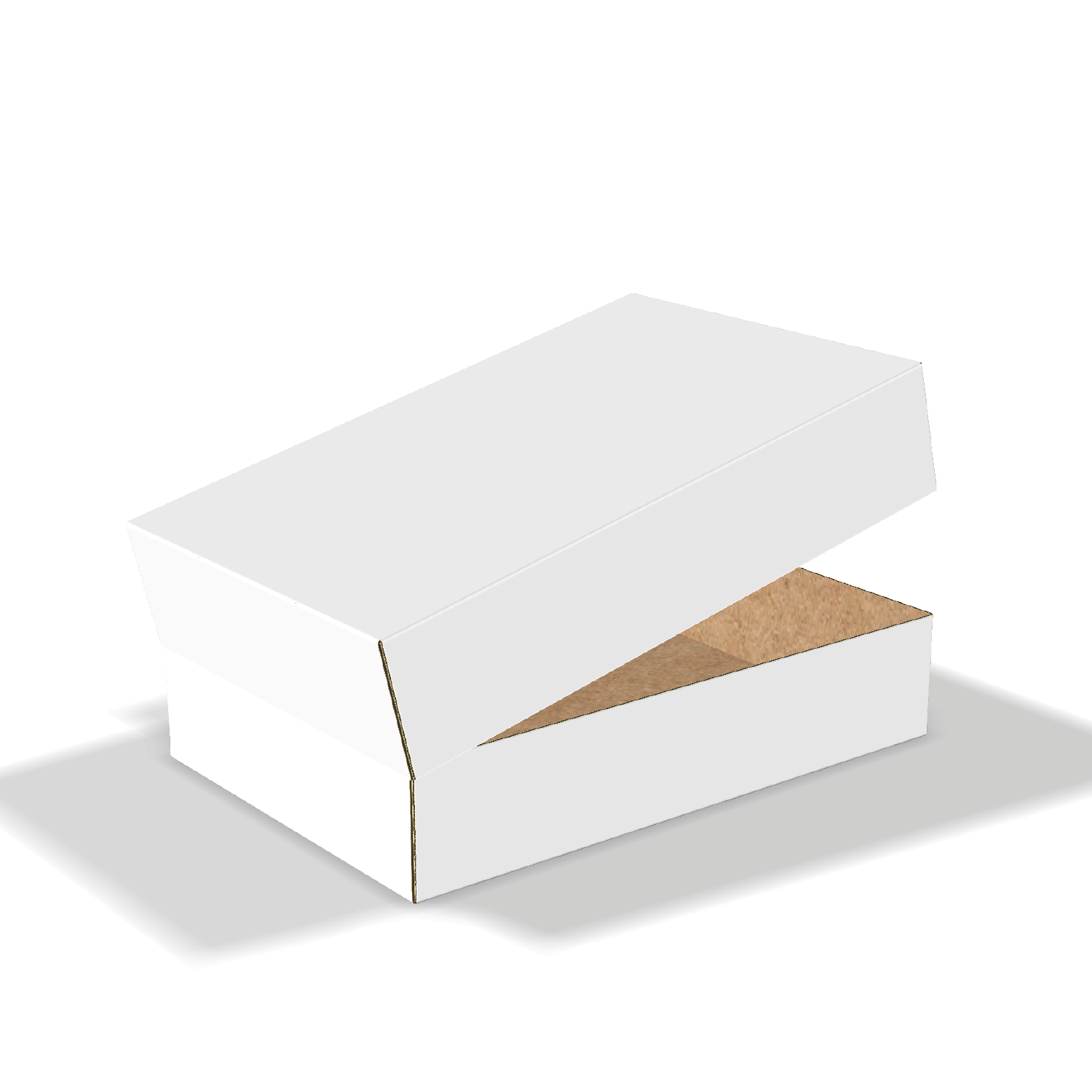 Two-dimensional FEFCO 0302 vector dieline diagram alongside a Three_D folded mockup of the custom cardboard box design.