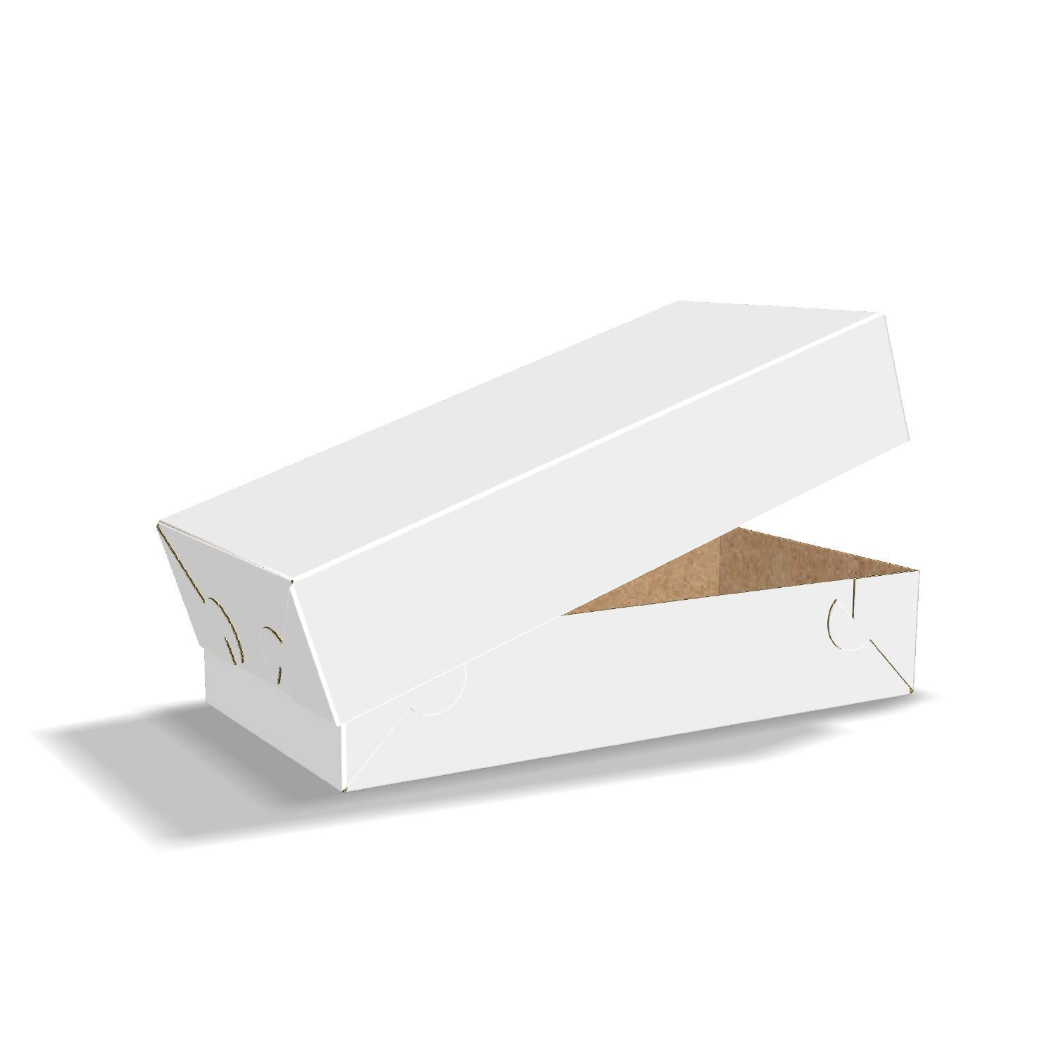 Two-dimensional FEFCO 0307 vector dieline diagram alongside a Three_D folded mockup of the custom cardboard box design.