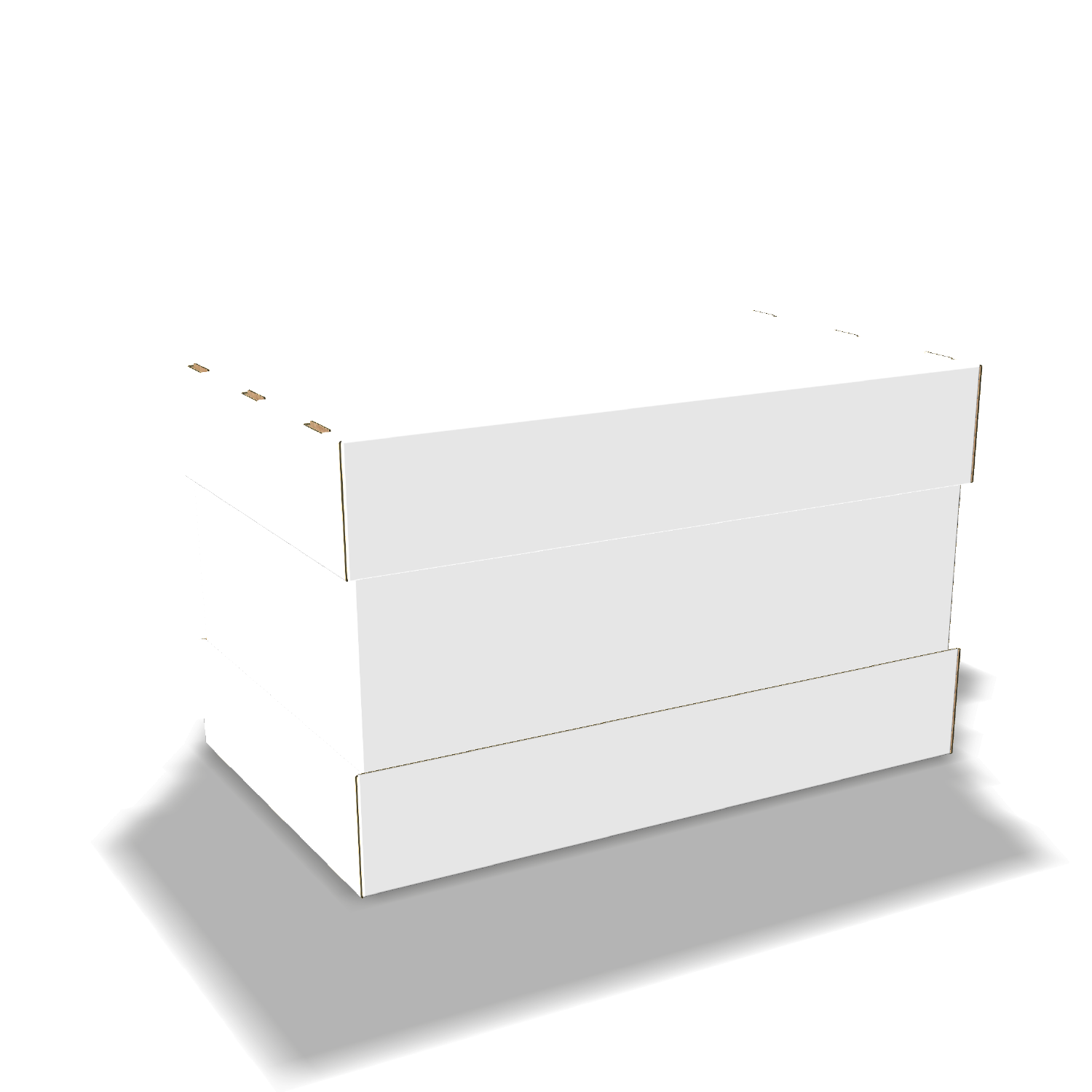 Two-dimensional FEFCO 0314 vector dieline diagram alongside a 3D folded mockup of the custom cardboard box design.