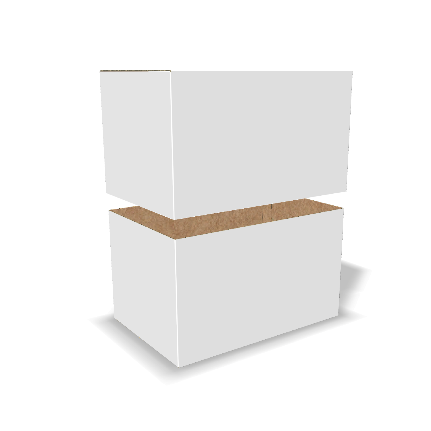 Two-dimensional FEFCO 0320 vector dieline diagram alongside a 3D folded mockup of the custom cardboard box design.