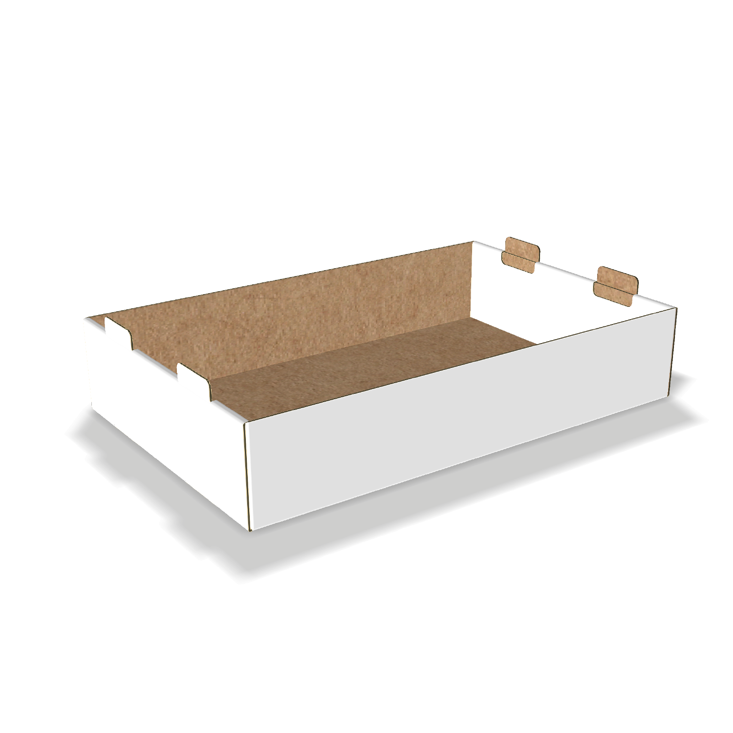Two-dimensional tray box 27008 vector dieline diagram alongside a 3D folded mockup of the custom cardboard box design.