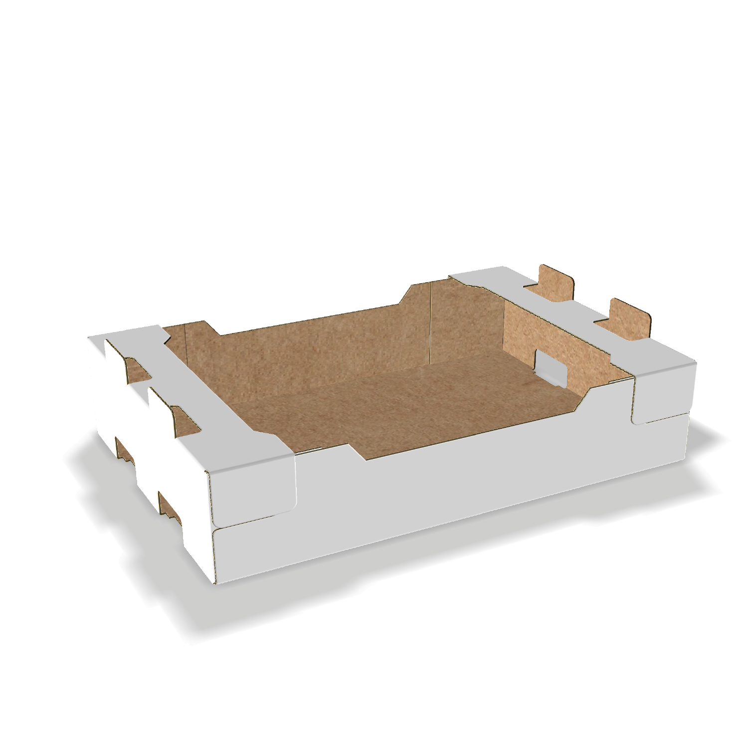 Two-dimensional tray box 27010 vector dieline diagram alongside a 3D folded mockup of the custom cardboard box design.