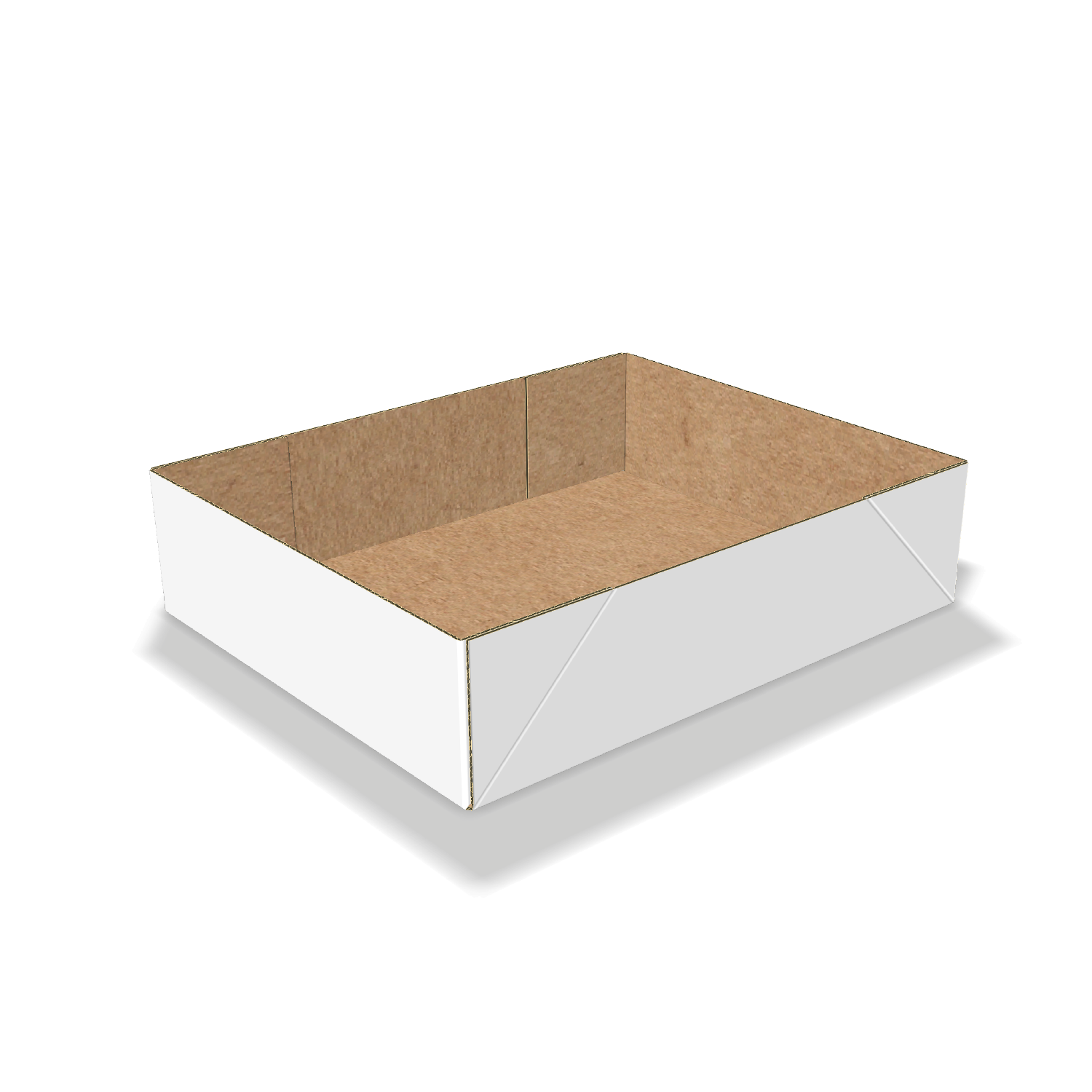 Two-dimensional tray box 27015  vector dieline diagram alongside a 3D folded mockup of the custom cardboard box design.