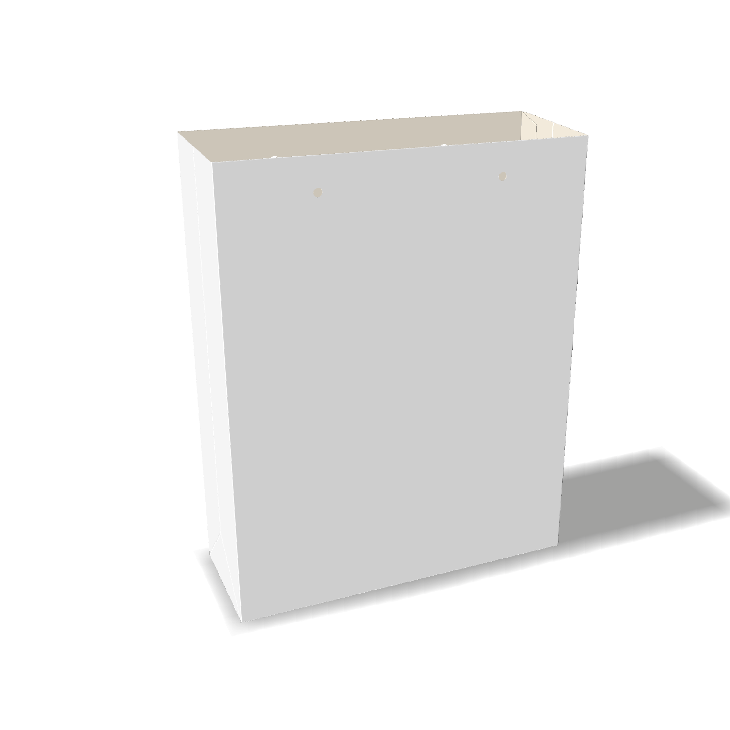 Two-dimensional paper bag 25016 vector dieline diagram alongside a three_D folded mockup of the custom cardboard box design.