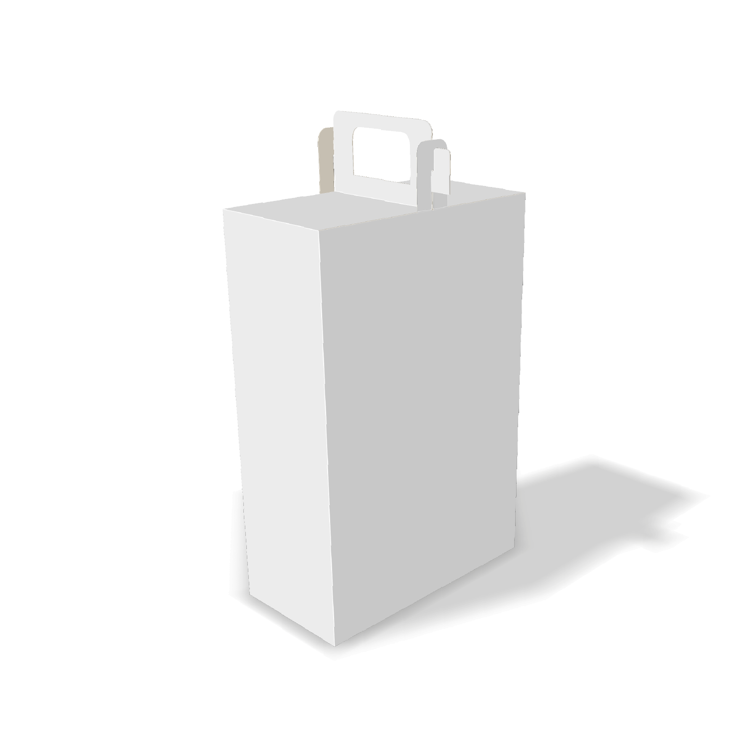 Two-dimensional paper bag 25020 vector dieline diagram alongside a three_D folded mockup of the custom cardboard box design.