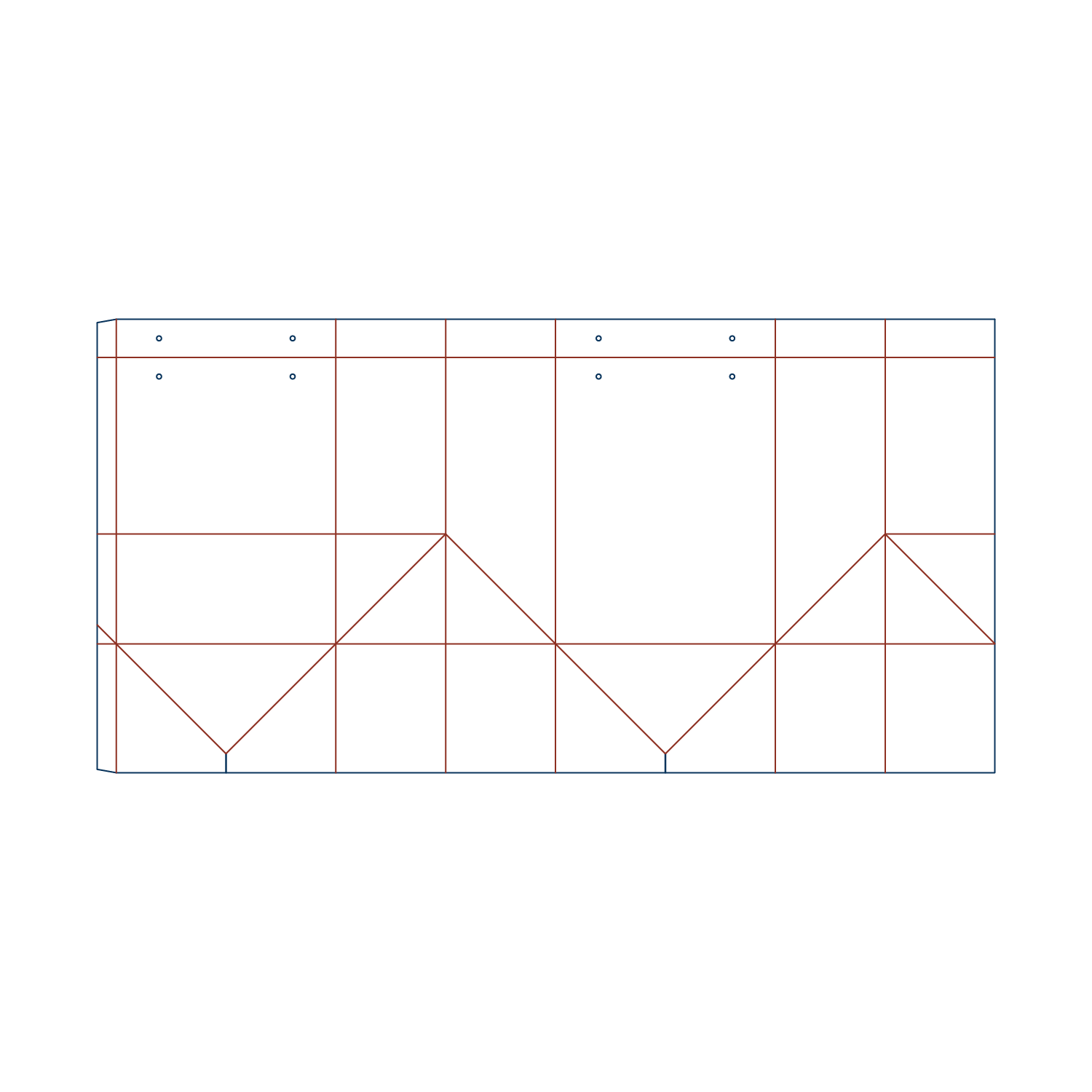 Custom paper bag 25012 dieline generator interface with length, width, and height size guidelines.