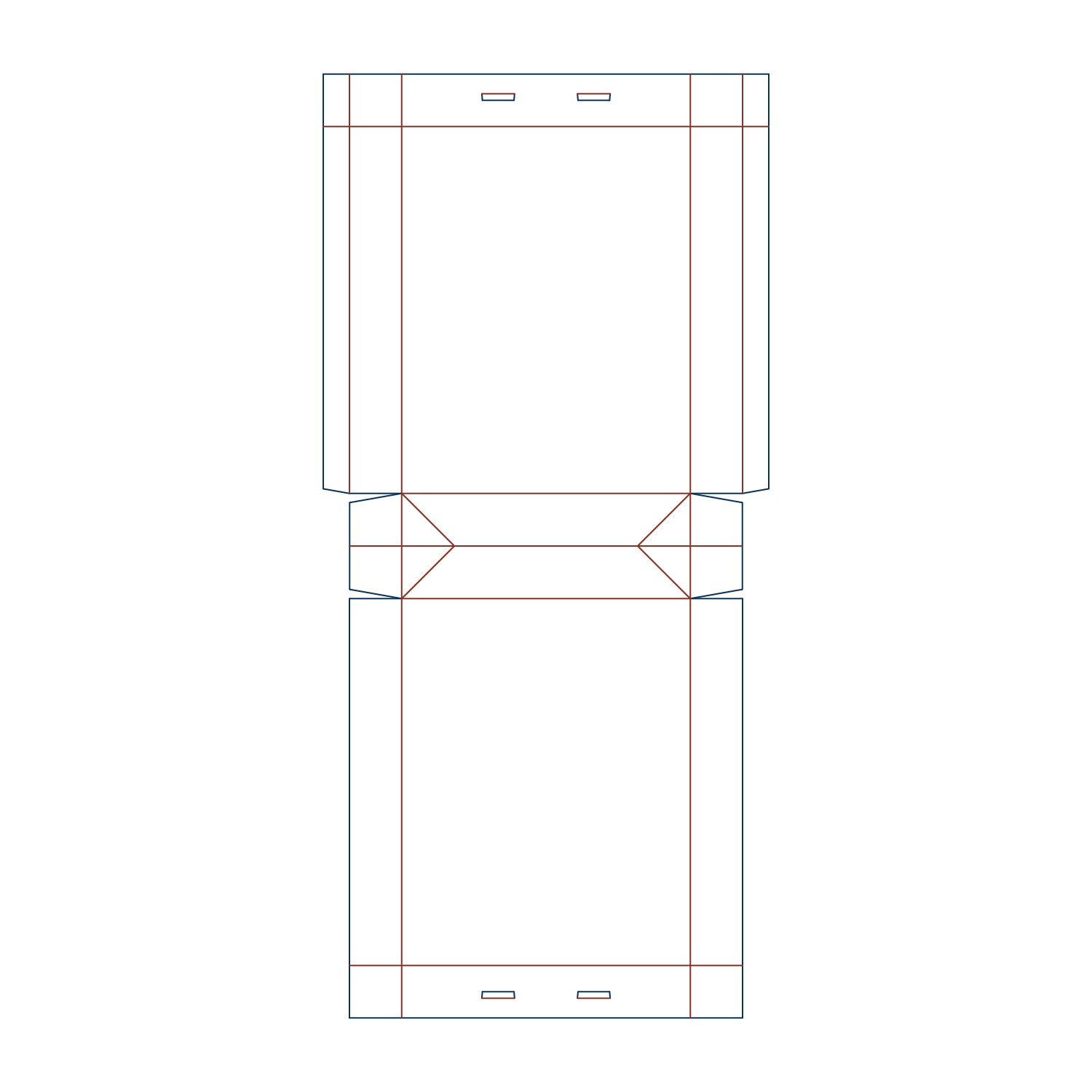 Custom paper bag flat dieline layout for a paper bag type 25014 with hang holes