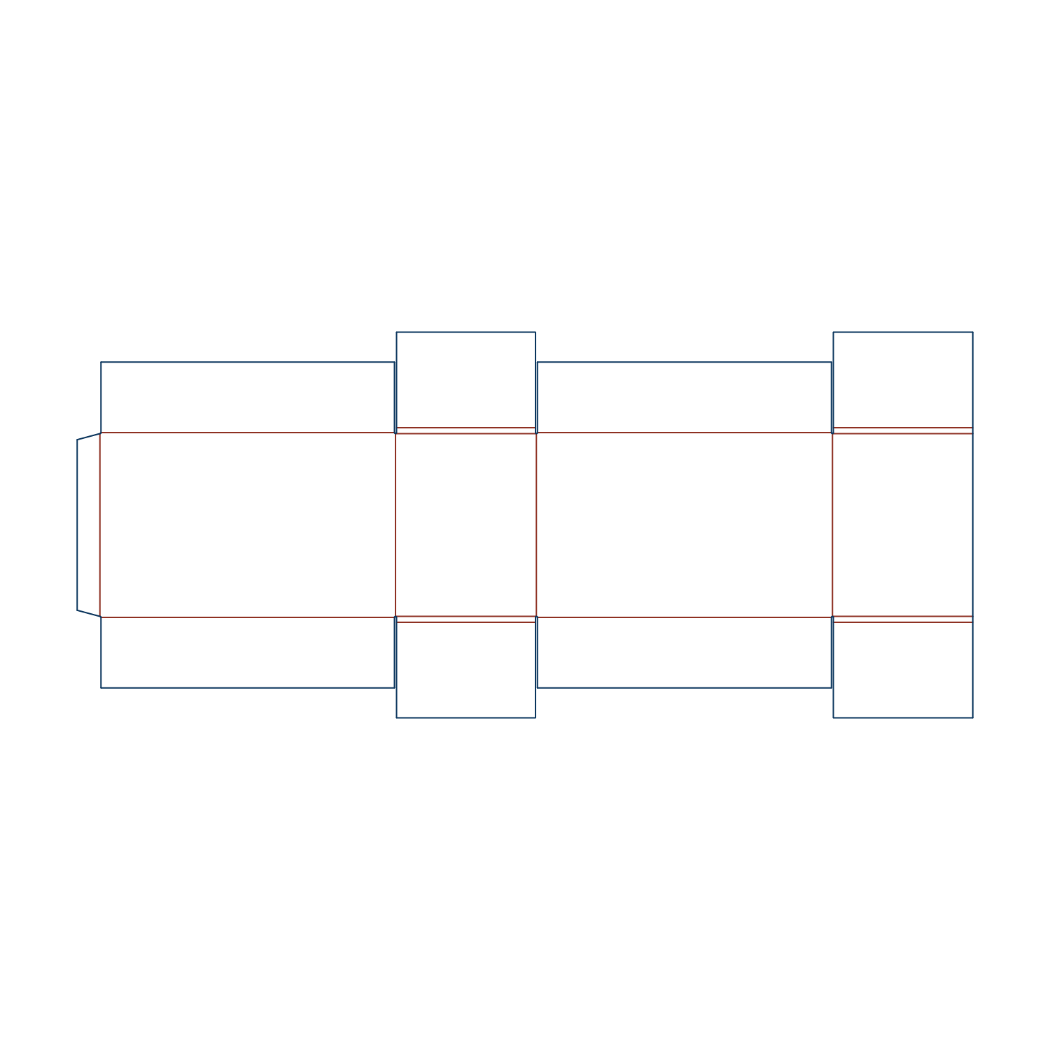 Custom FEFCO 0229 flat dieline layout for a folding corrugated cardboard box template featuring protective inner lining flaps and standard slotted closures.