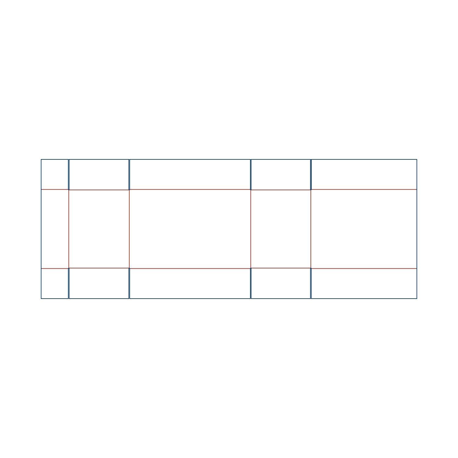 Custom FEFCO 0230 flat dieline layout for a folding corrugated cardboard carry box template featuring an integrated handle and center-meeting closure flaps.