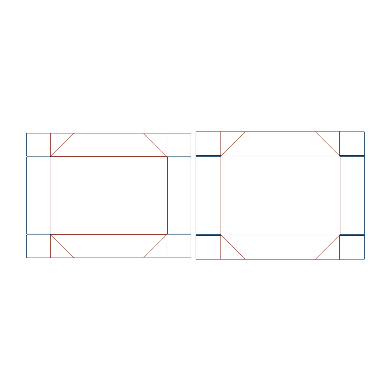Custom FEFCO 0303 flat dieline layout for a telescope-type cardboard container template with manual glue-assembly flaps.