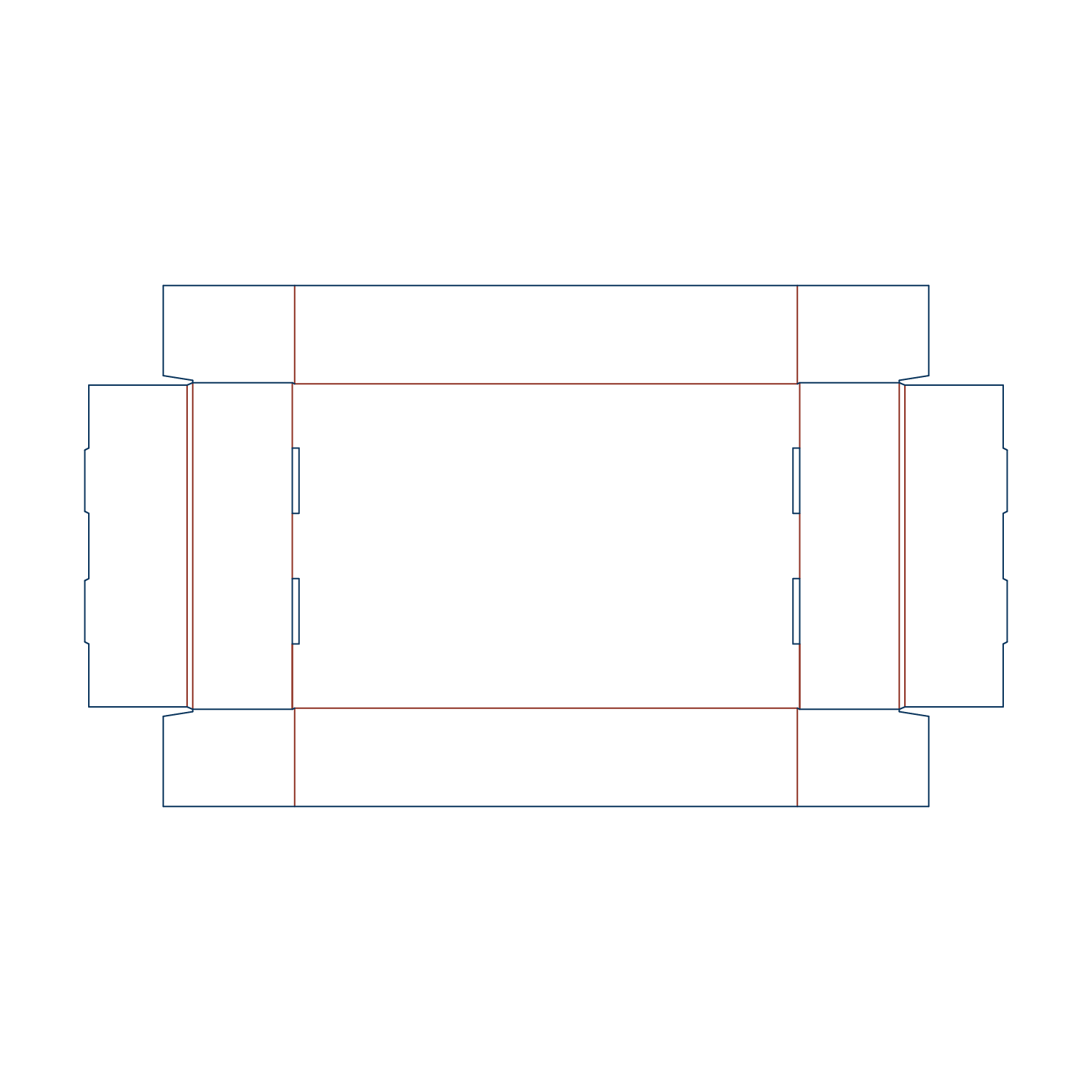 Custom tray box 27005 flat dieline layout for a folder tray blueprint template featuring double-fold locking walls that require no tape.