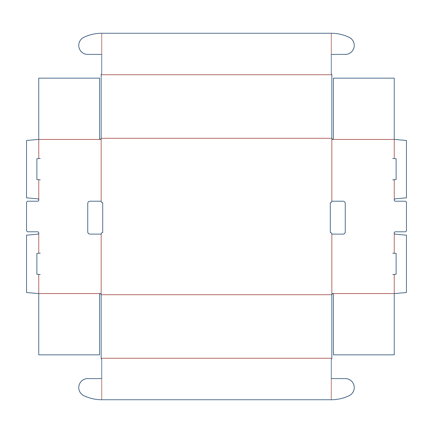 Customtray box 27013 flat dieline layout for an octagonal folder-type corrugated packaging container design template.