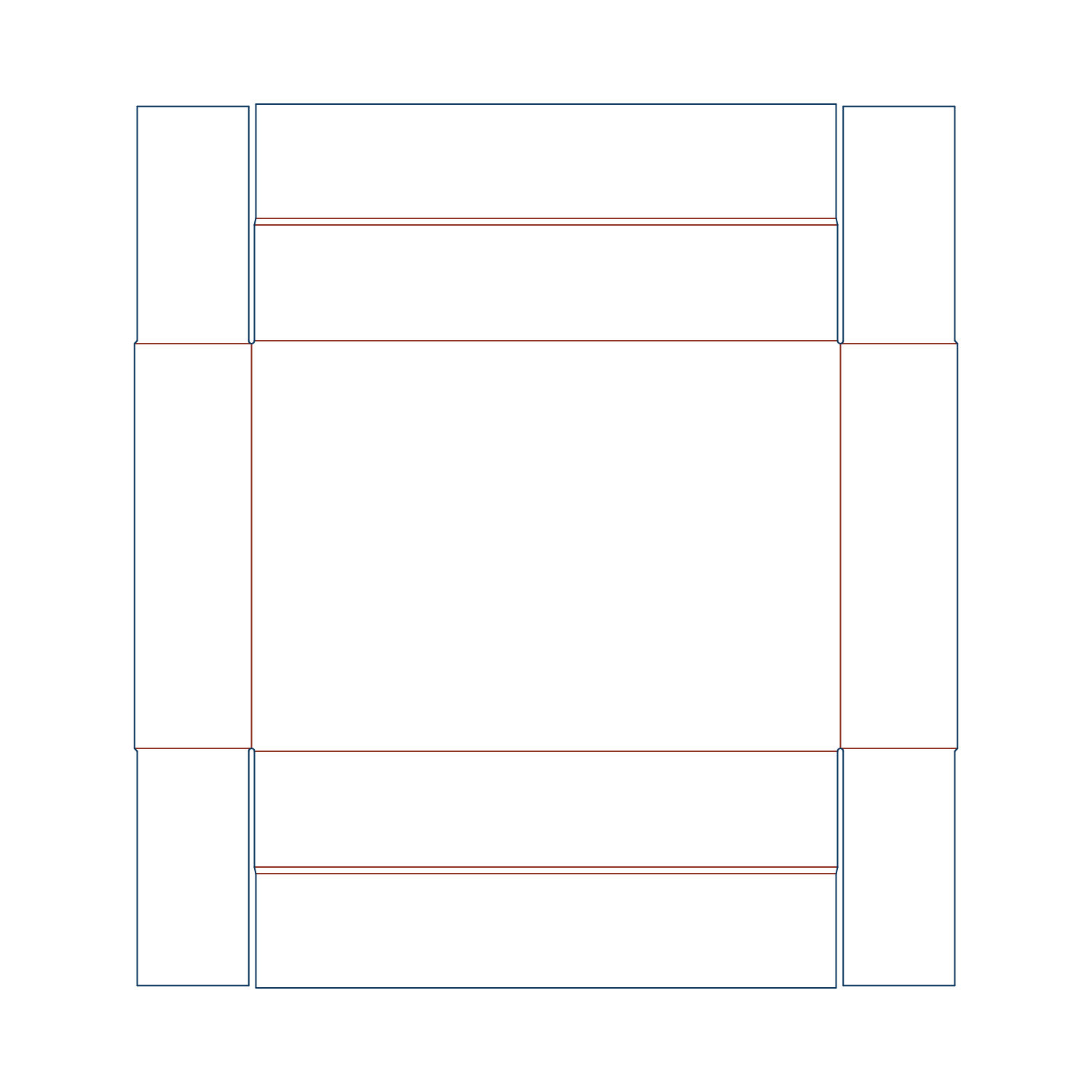 Custom tray box 27009 flat dieline layout for a heavy-duty folder tray template with full-overlap double structural side panels