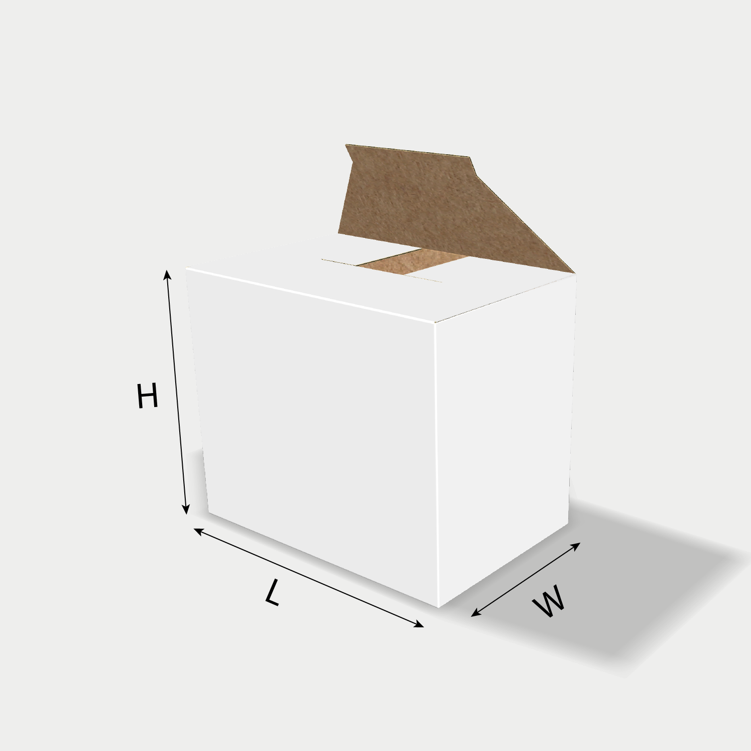 Custom FEFCO 0220 box dieline generator interface with length, width, and height size guidelines.