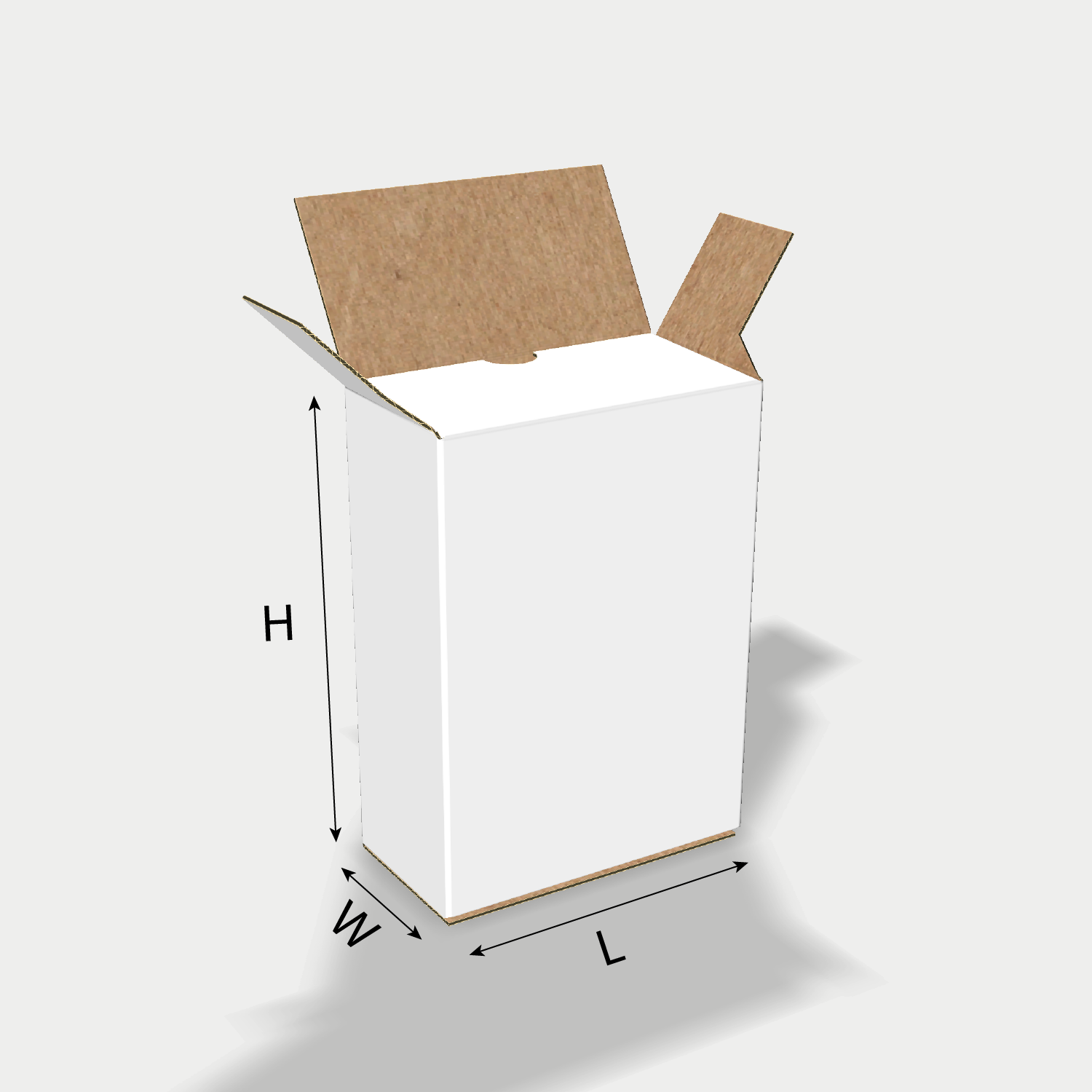 Custom FEFCO 0227 box dieline generator interface with length, width, and height size guidelines.