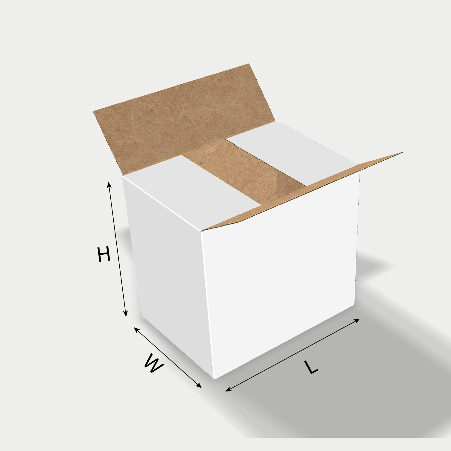 Custom FEFCO 0231 box dieline generator interface with length, width, and height size guidelines.
