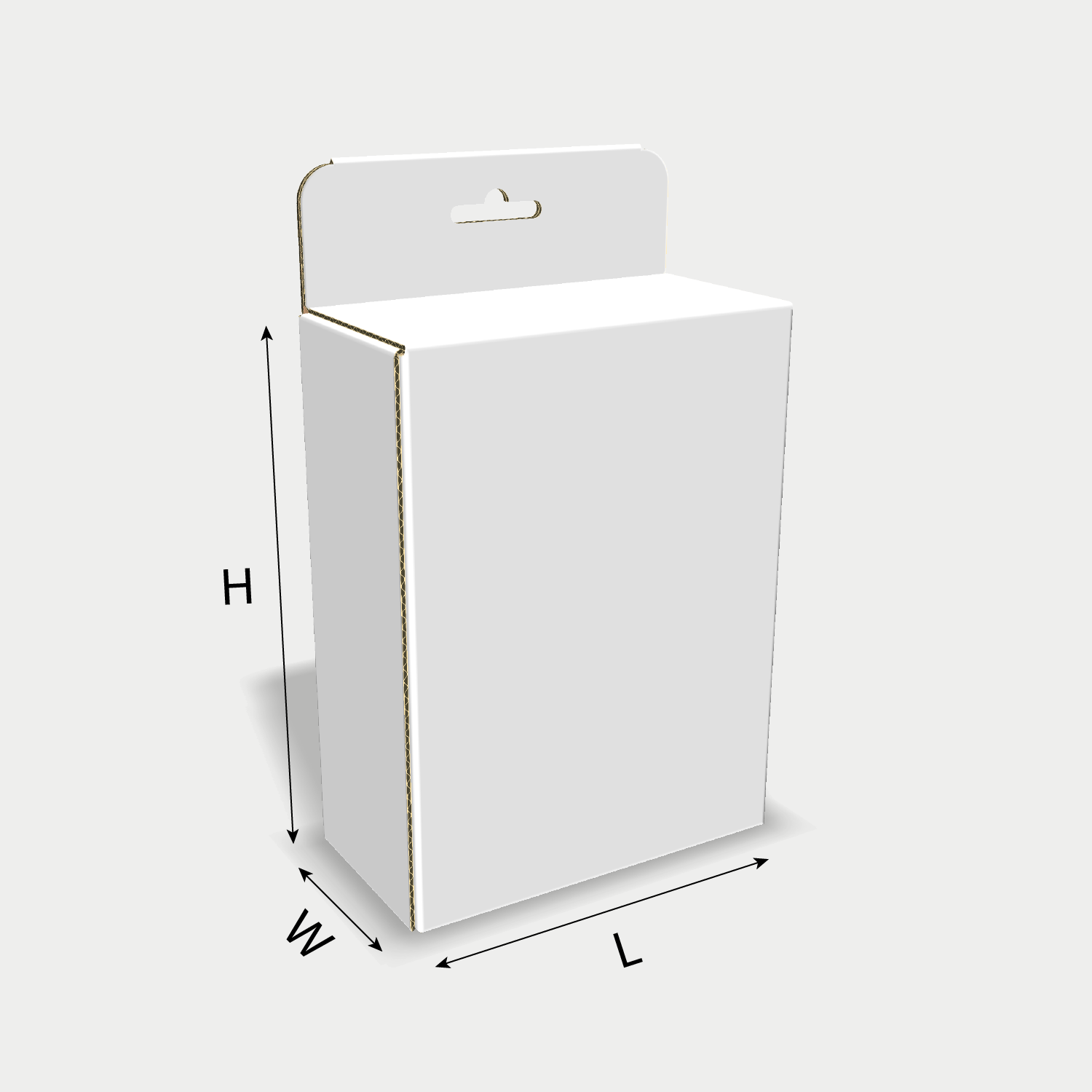 Custom FEFCO 0240 box dieline generator interface with length, width, and height size guidelines.