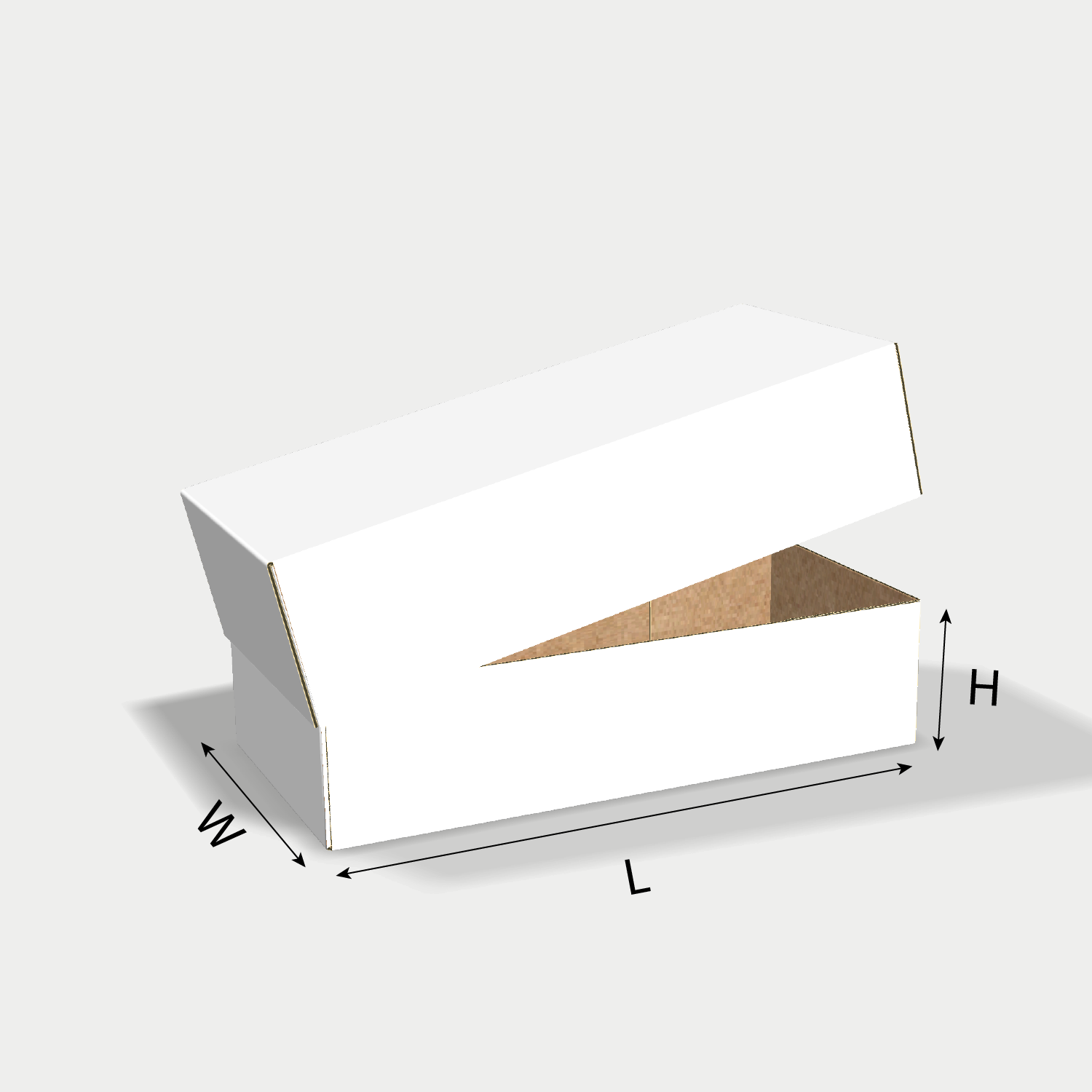 Custom FEFCO 0301 box dieline generator interface with length, width, and height size guidelines.