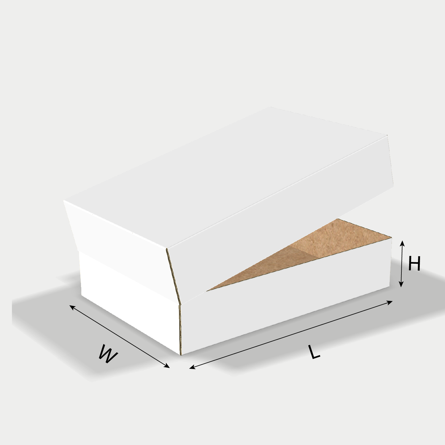 Custom FEFCO 0302 box dieline generator interface with length, width, and height size guidelines.