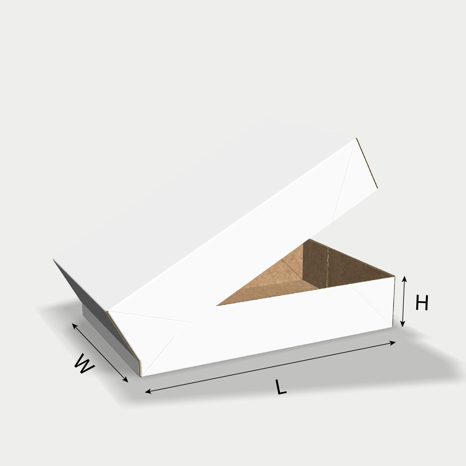 Custom FEFCO 0303 box dieline generator interface with length, width, and height size guidelines.