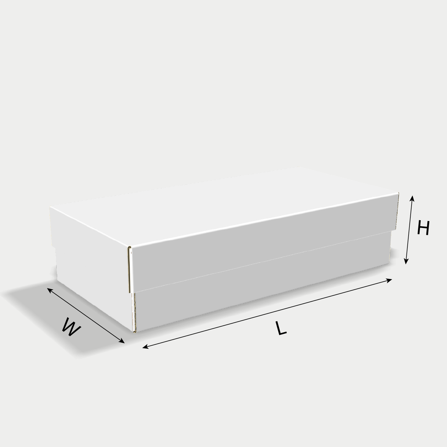 Custom FEFCO 0306 box dieline generator interface with length, width, and height size guidelines.