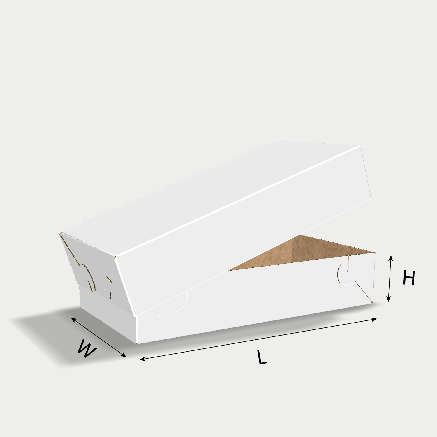 Custom FEFCO 0307 box dieline generator interface with length, width, and height size guidelines.
