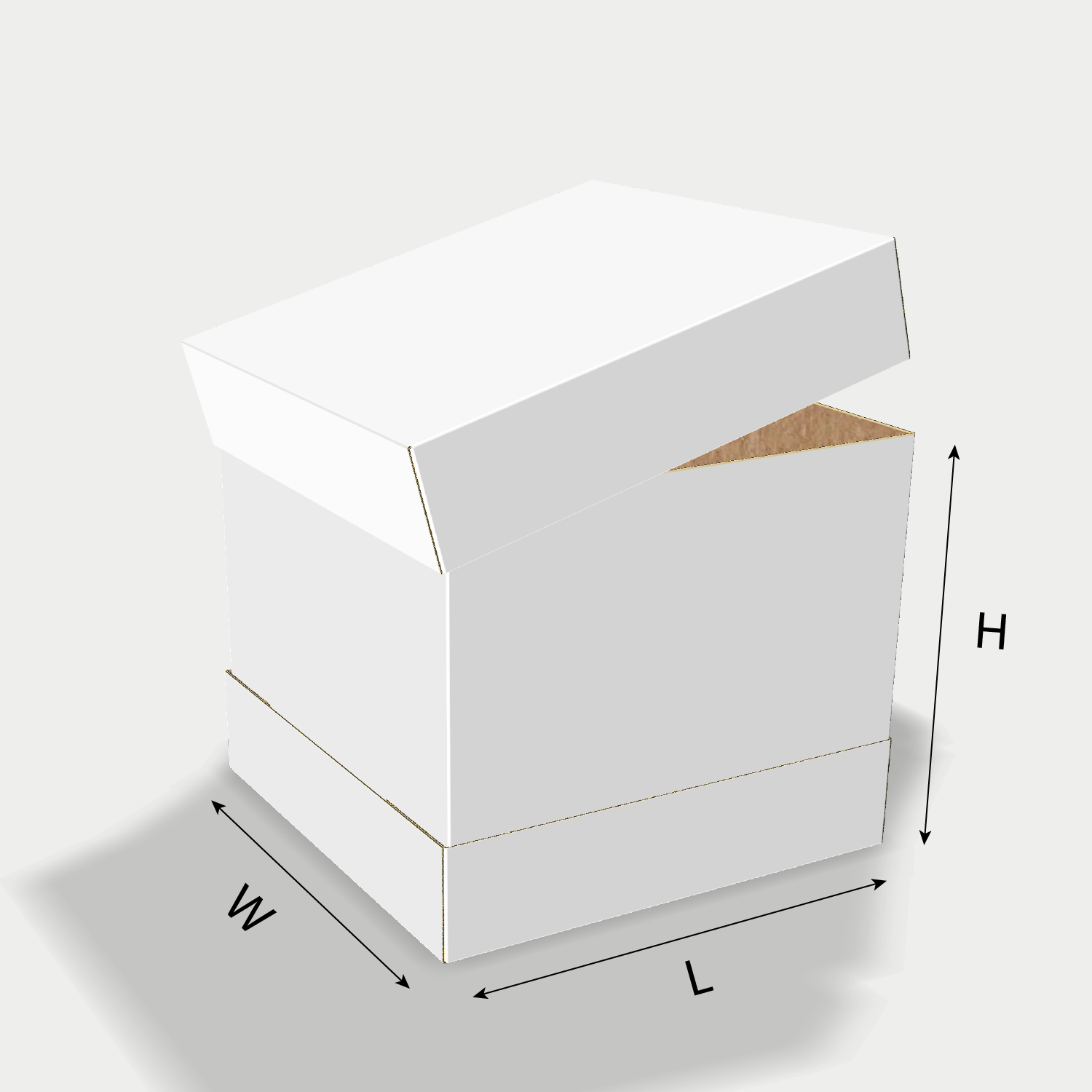 Custom FEFCO 0310 box dieline generator interface with length, width, and height size guidelines.
