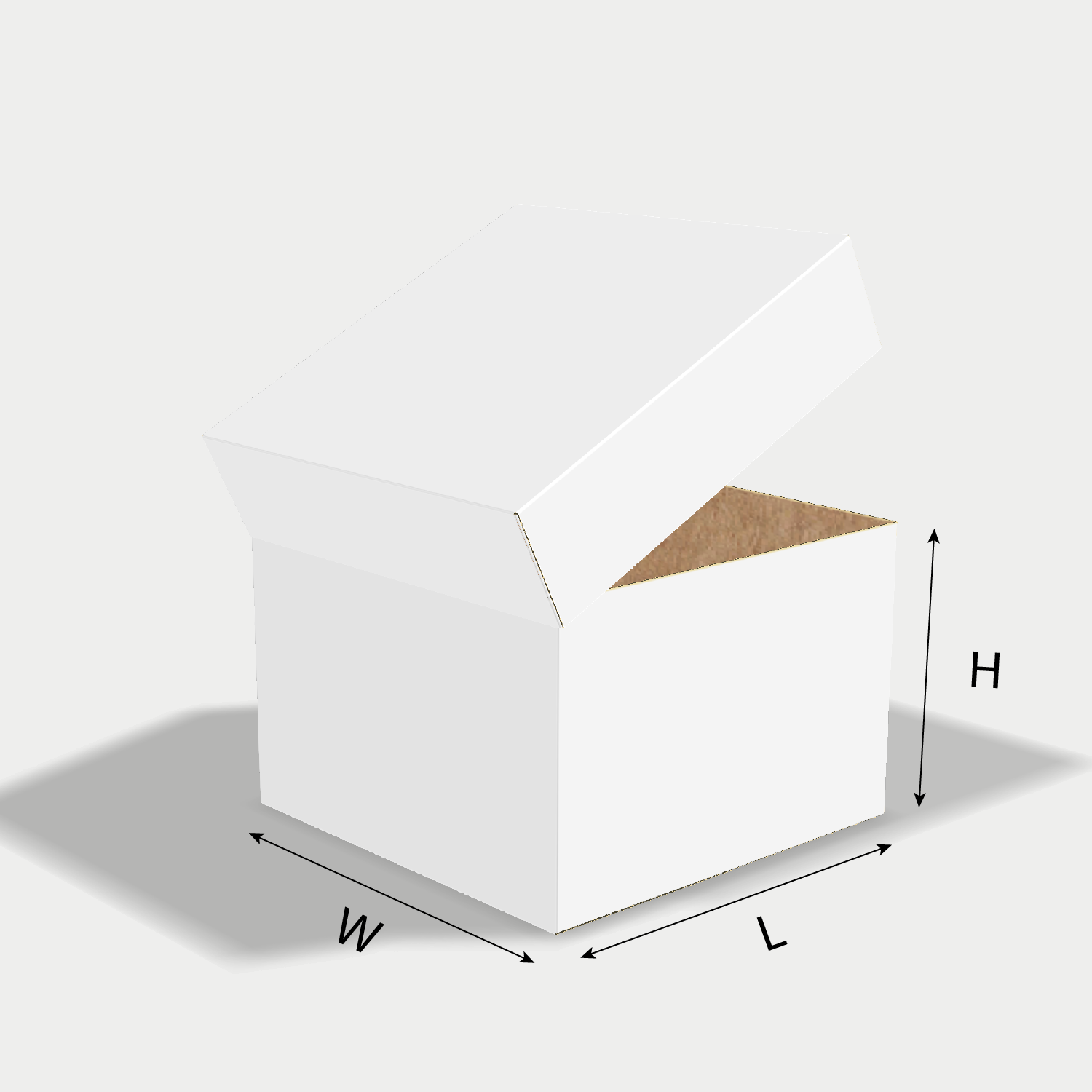 Custom FEFCO 0313 box dieline generator interface with length, width, and height size guidelines.