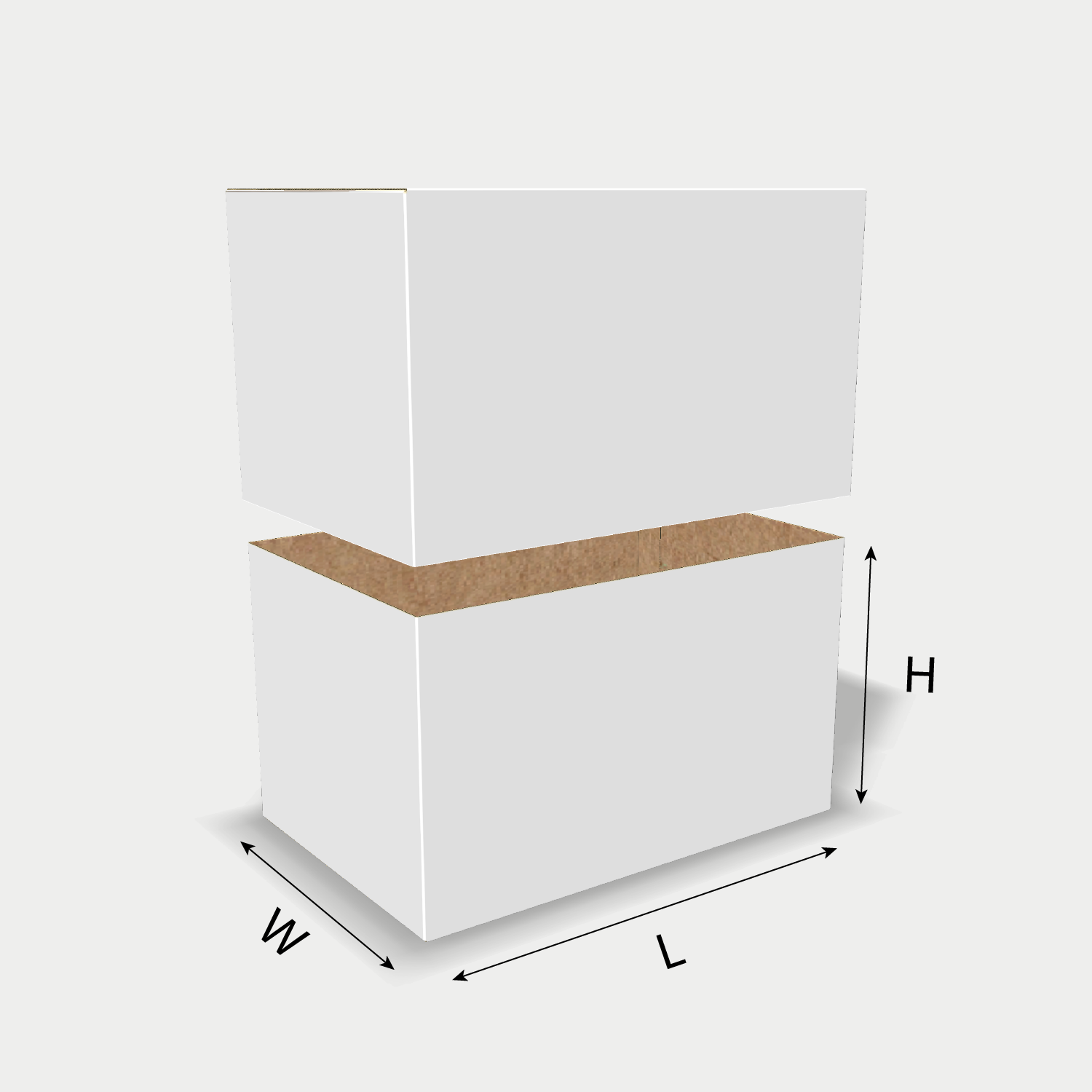 Custom FEFCO 0320 box dieline generator interface with length, width, and height size guidelines.
