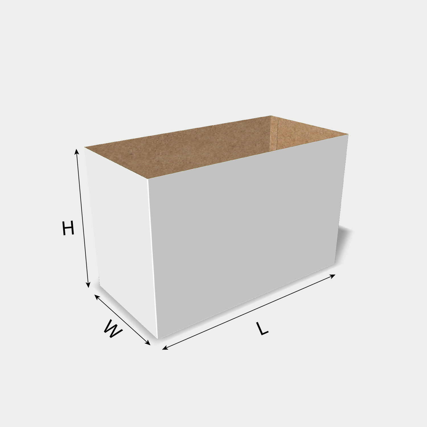 Custom FEFCO 0200 box dieline generator interface with length, width, and height size guidelines.