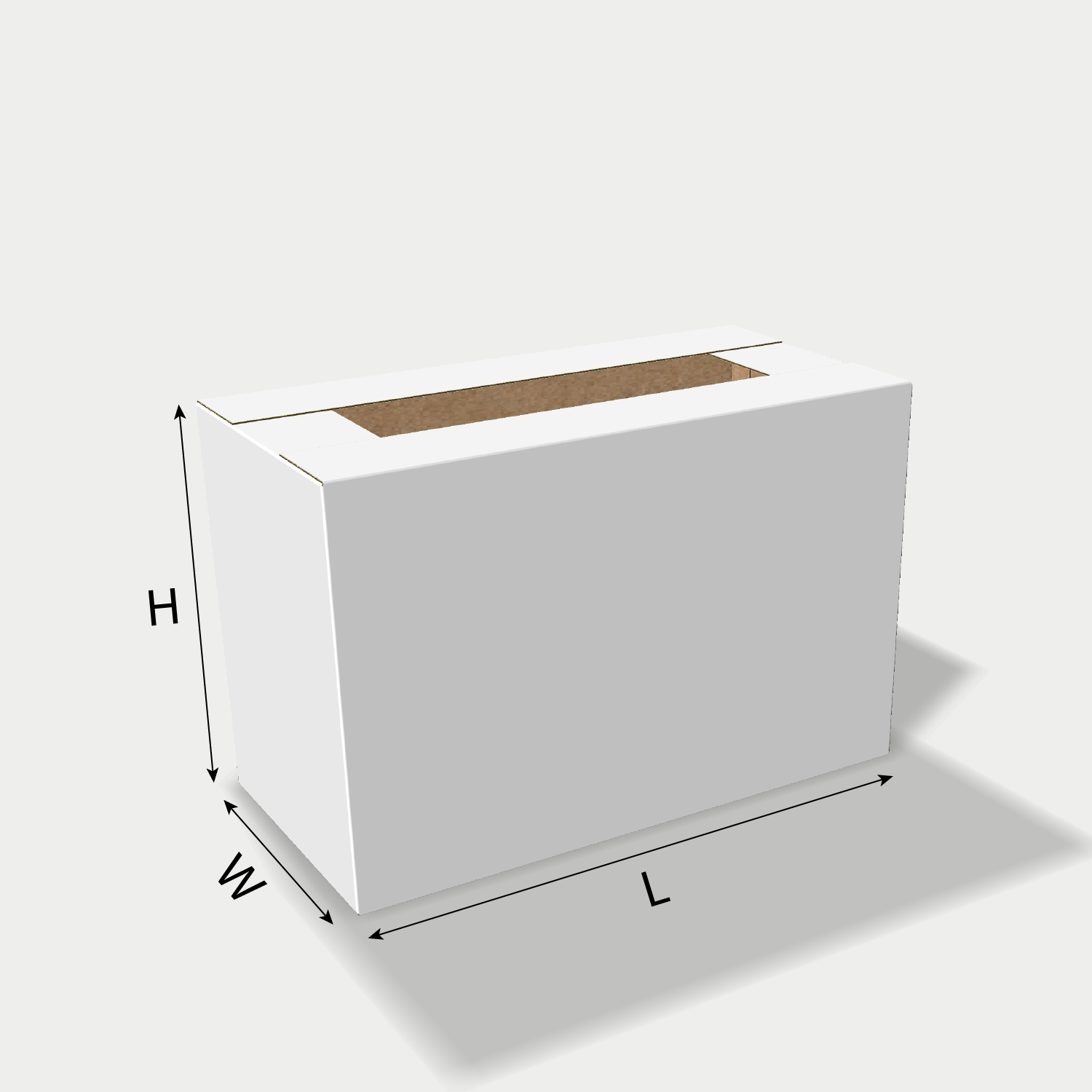 Custom FEFCO 0202 box dieline generator interface with length, width, and height size guidelines.