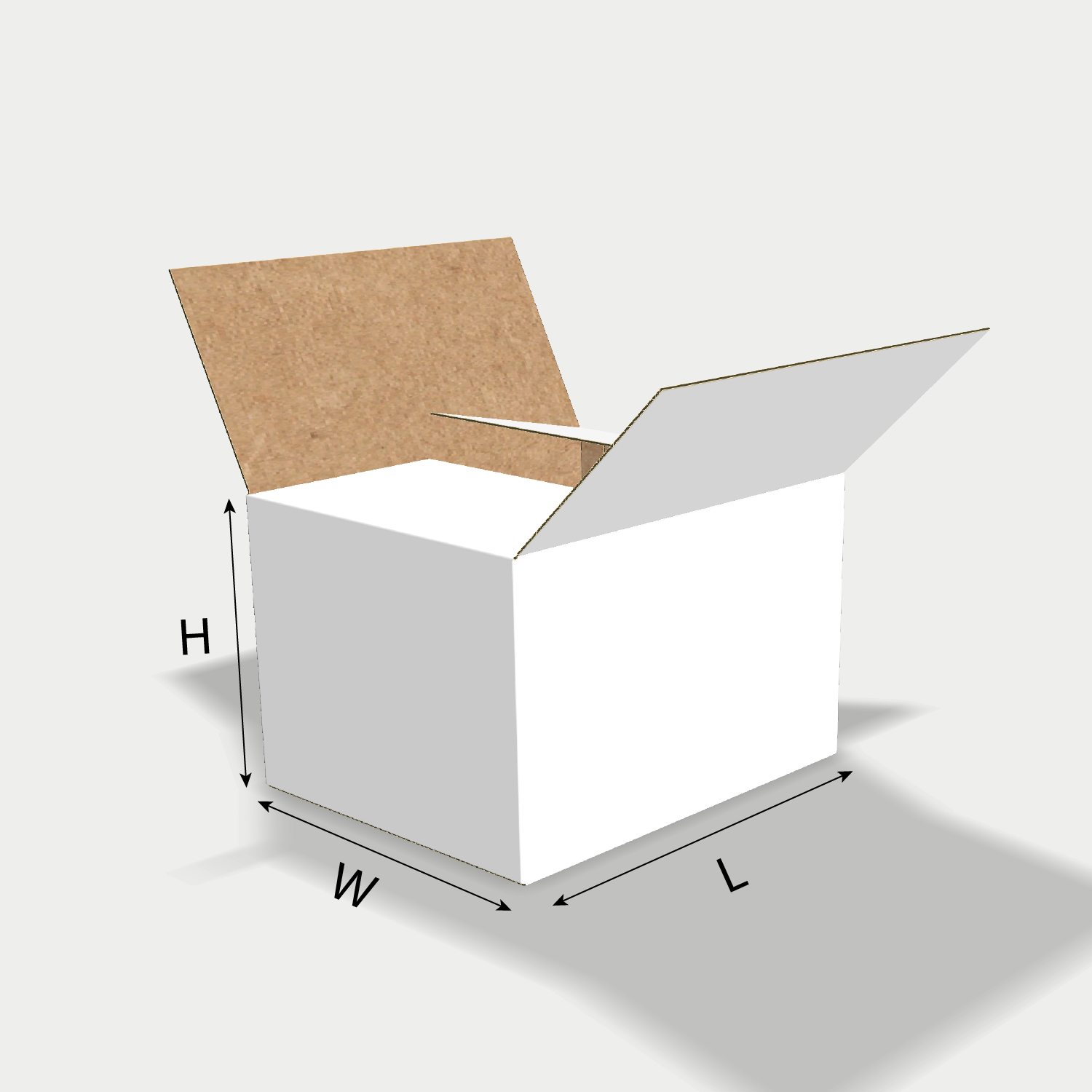 Custom FEFCO 0205 box dieline generator interface with length, width, and height size guidelines.