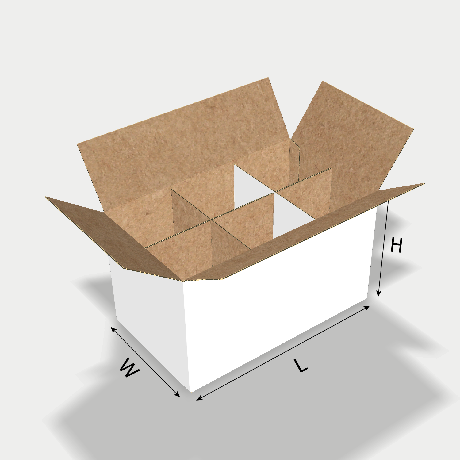 Custom FEFCO 0207 box dieline generator interface with length, width, and height size guidelines.