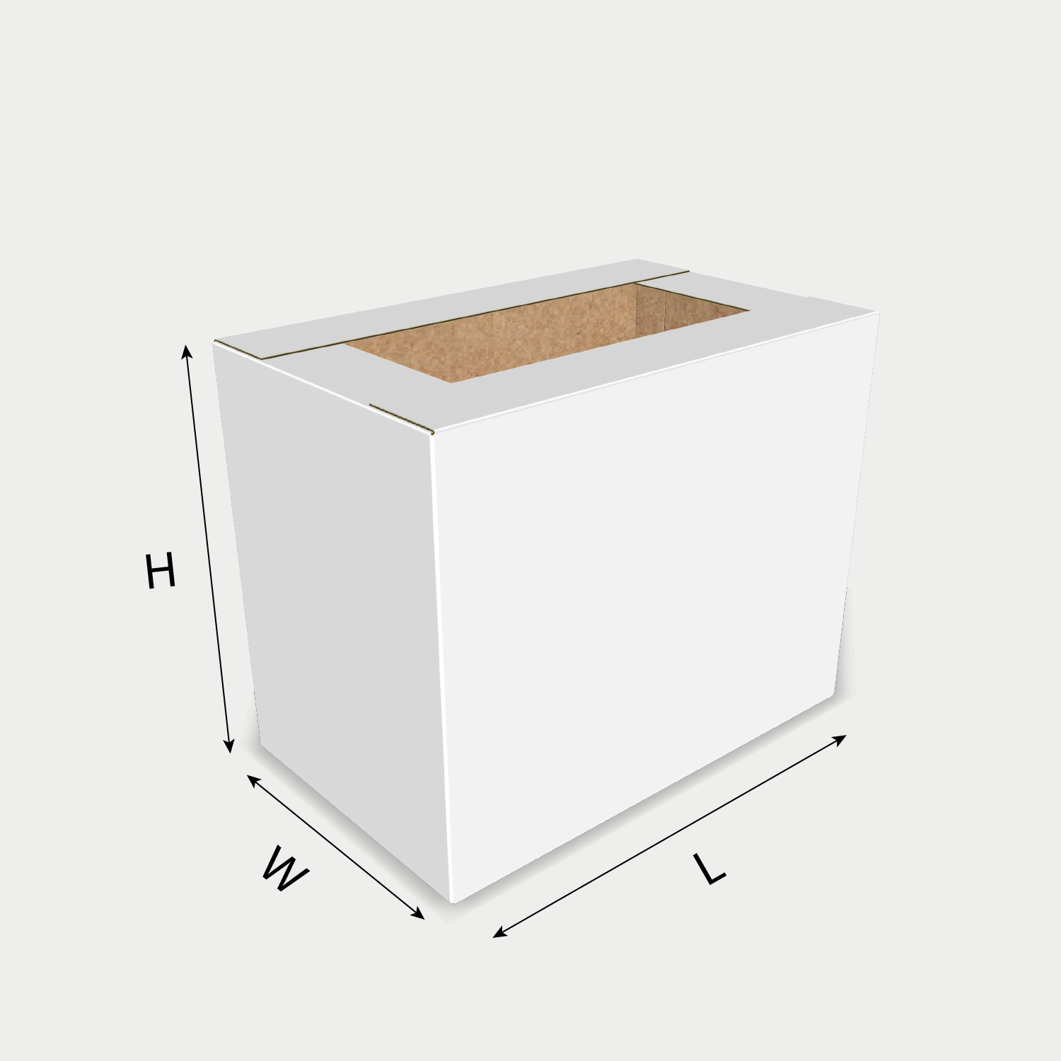 Custom FEFCO 0209 box dieline generator interface with length, width, and height size guidelines.